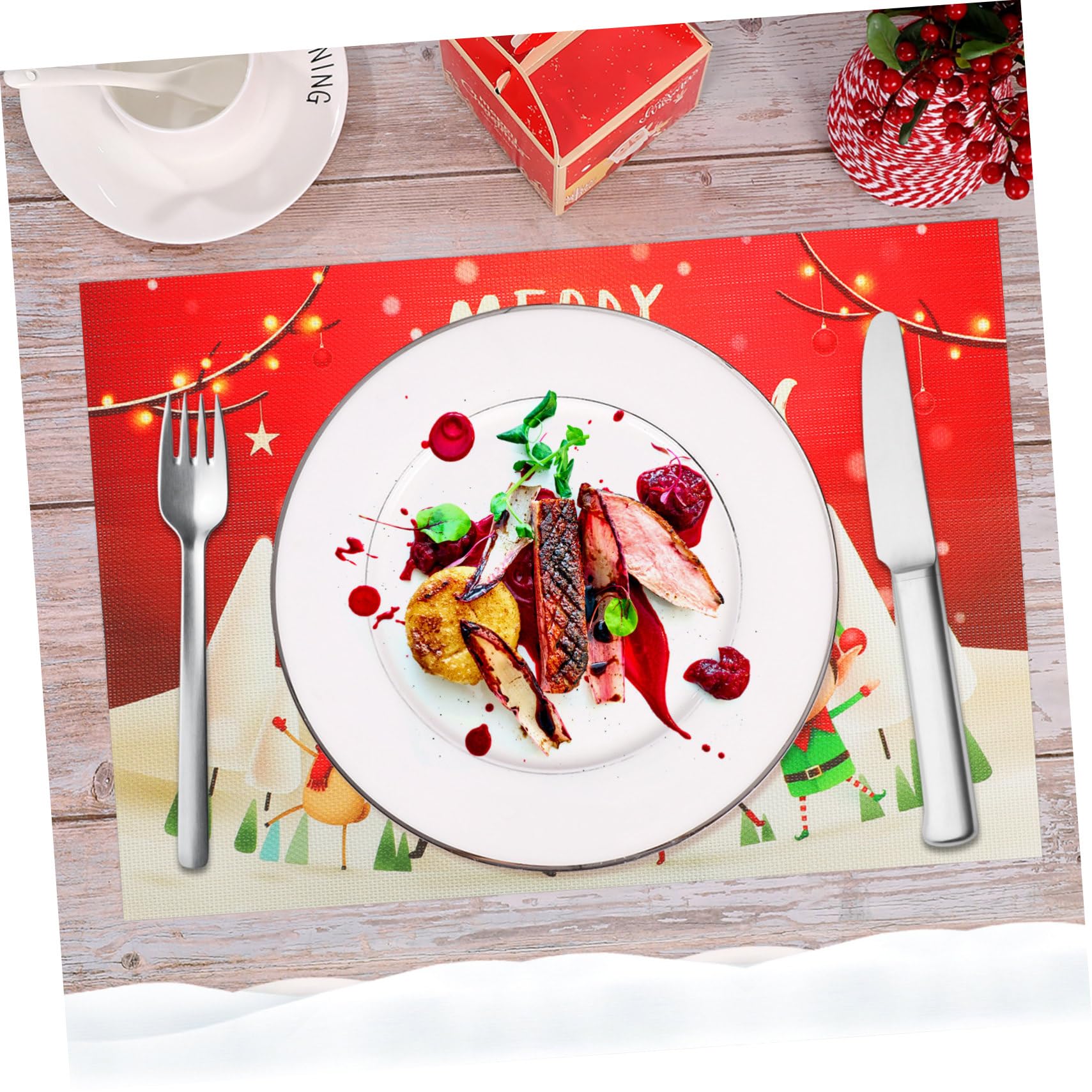 PRETYZOOM Lot De 5 Sets De Table De Noël Résistants À La Chaleur Aux Taches Et Robustes 2 Pièces X 5
