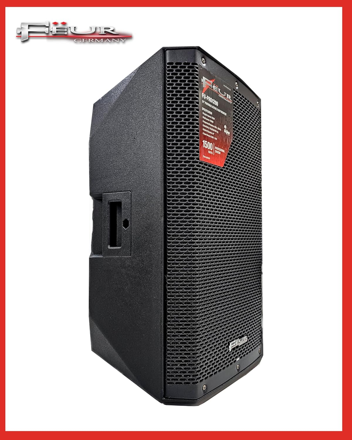 FEUR 12" Two-Way Active Loudspeaker 1400 Watts Max with (DSP) Monitor, USB Port, Bluetooth, RCA Inputs, Speakon Inputs, and XLR Output FU-PRO1290
