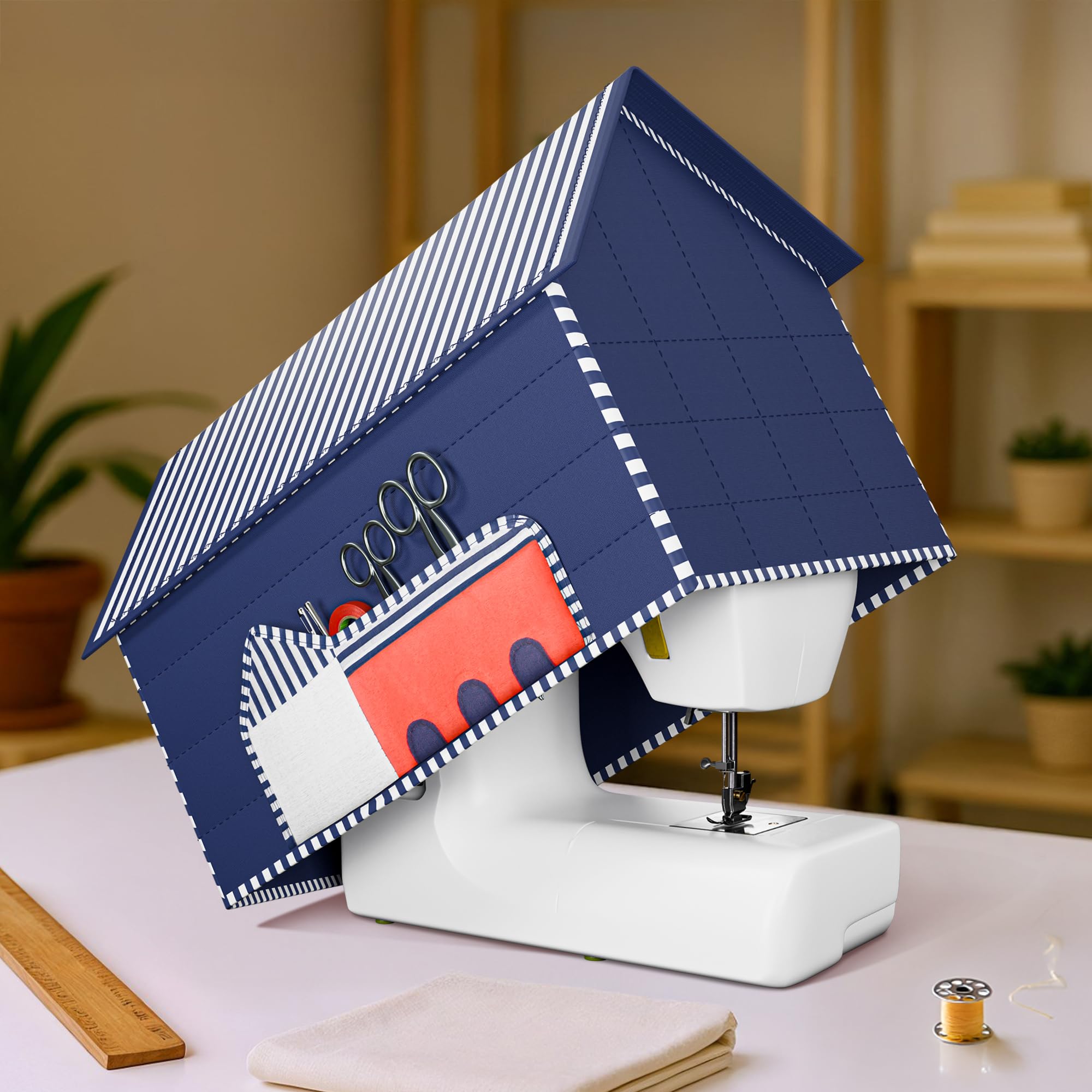 Sewing Machine Cover - Stylish Red Hut Design -3 Sewing Machine Cover - Stylish Red Hut Design -3