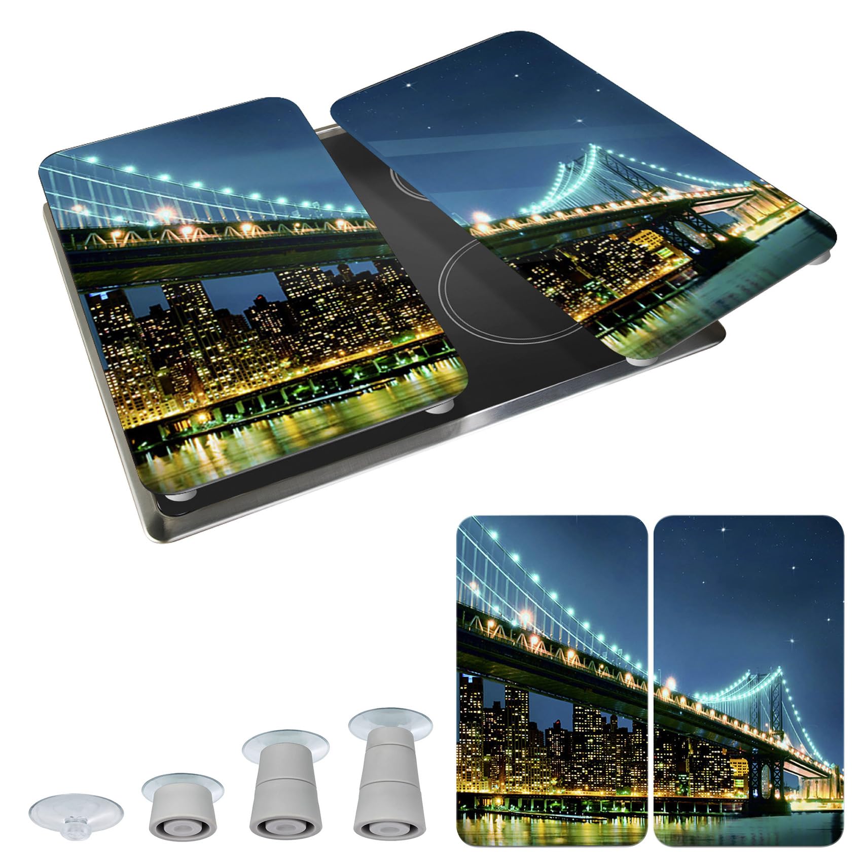 WENKO Protection plaque de cuisson, «Brooklyn», plaque de protection induction, gazinière, vitrocéramique, verre trempé, Lot de 2, 30x52 cm