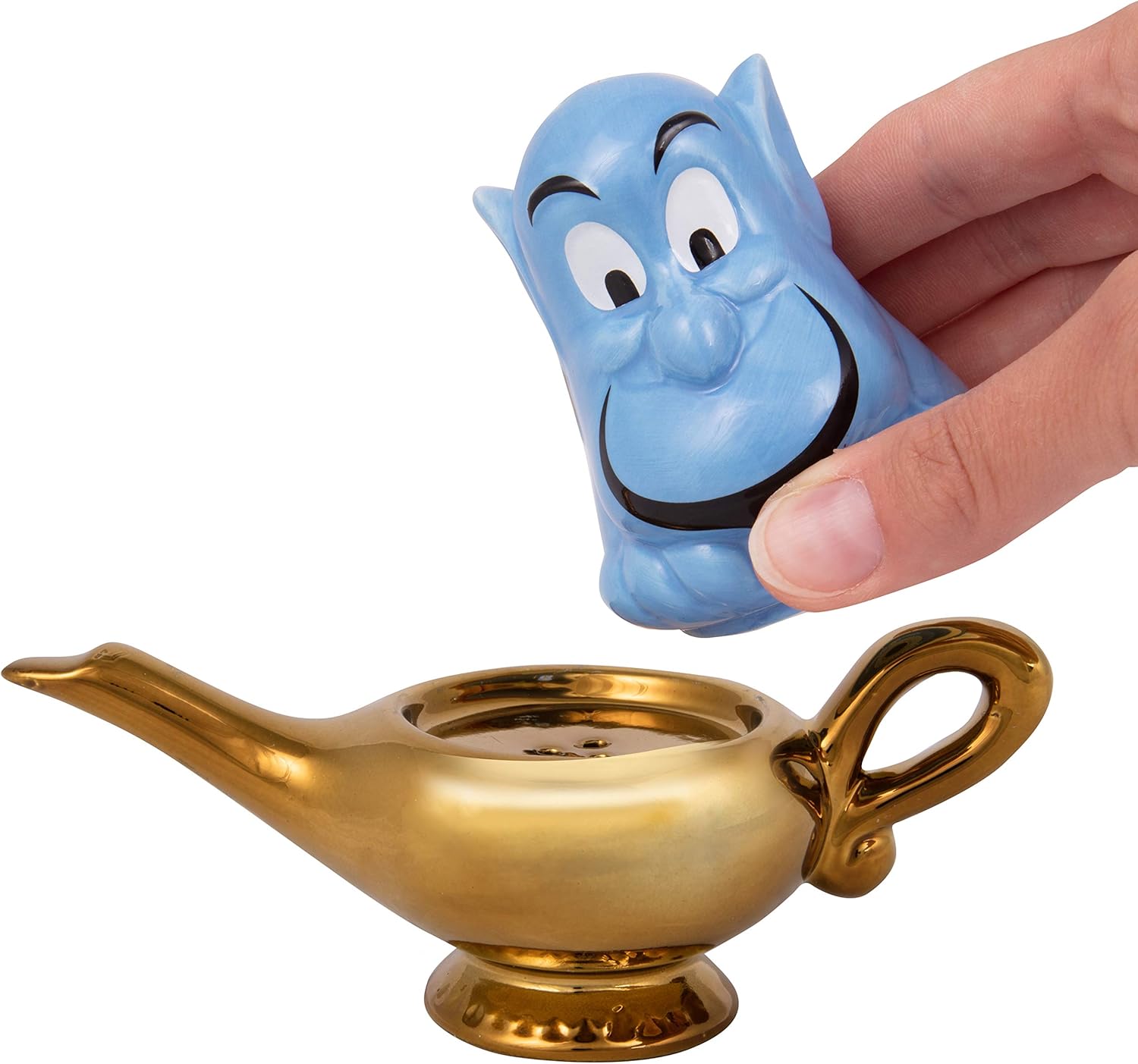 Buy 1 get 1 Disney Aladdin Salt & Pepper Shaker Set - Genie and Lamp Figural Design - Stackable - Ceramic 🛒 Crazy Deals Disney Aladdin Salt & Pepper Shaker Set - Genie and Lamp Figural Design - Stackable - Ceramic