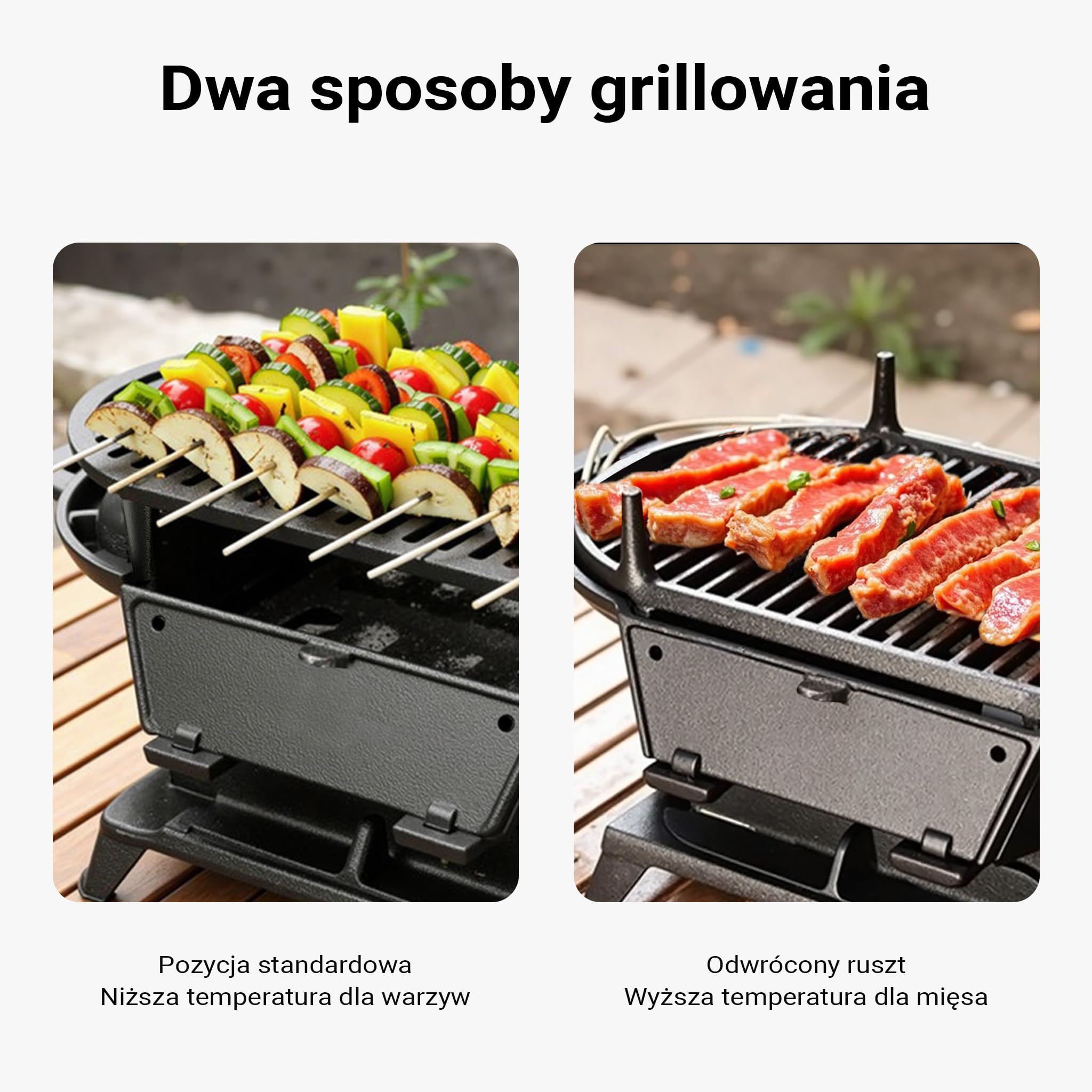 Wiltec Przenośny grill żeliwny o wymiarach 500 x 270 x 210 mm, z uchwytami i płytą do grillowania, miska na węgiel z otworem wentylacyjnym