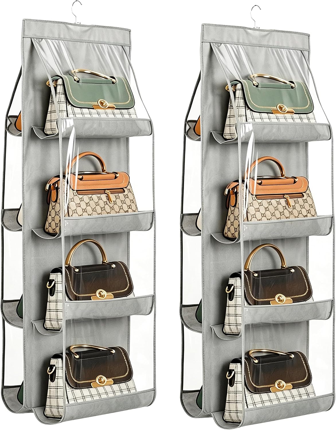 Handbag Purse Organizer,2 Packs Enlarged 8 Pockets (Gray)