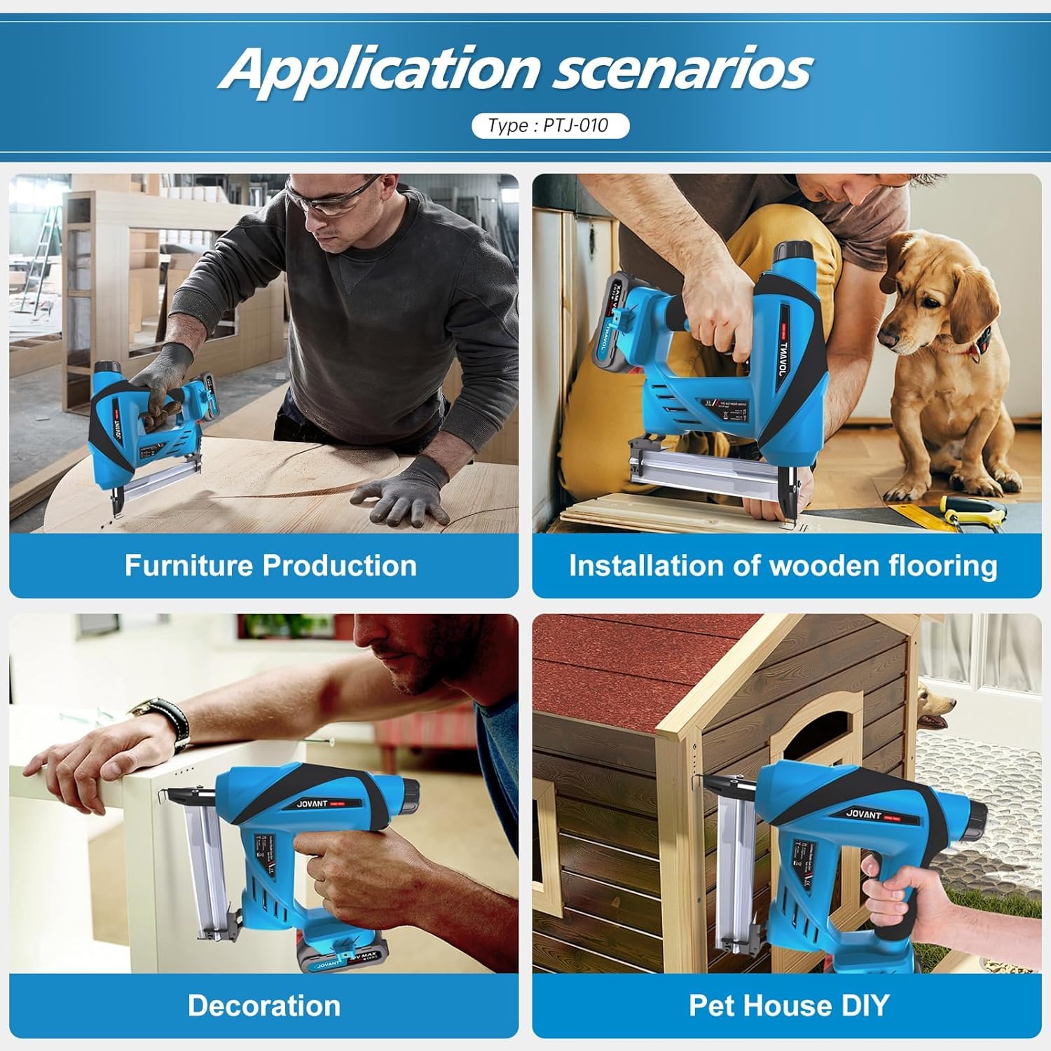 Pistola de uñas con batería de iones de litio de 2,2 Ah, 20 V, 2 en 1, pistola de uñas eléctrica con grapadora, clavo con batería para tapicería, carpintería y carpintería