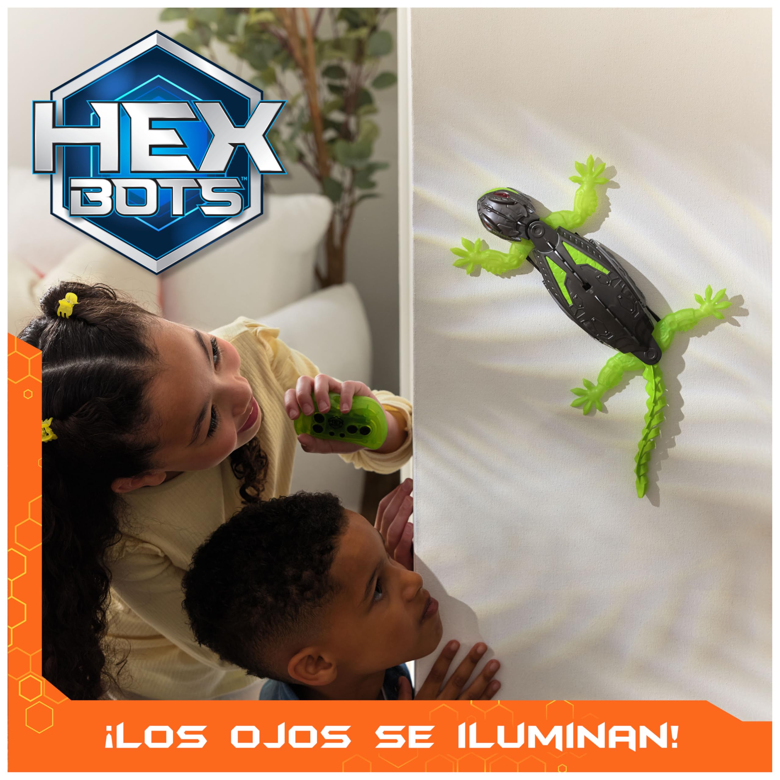 HEX BOTS - WALLCRAWLER GECKO: LAGARTO GECO TREPADOR DE PAREDES - Robot Control Remoto Recargable - 6070281 - Regalo niño 4 años + - Juguetes niños 4 Años +