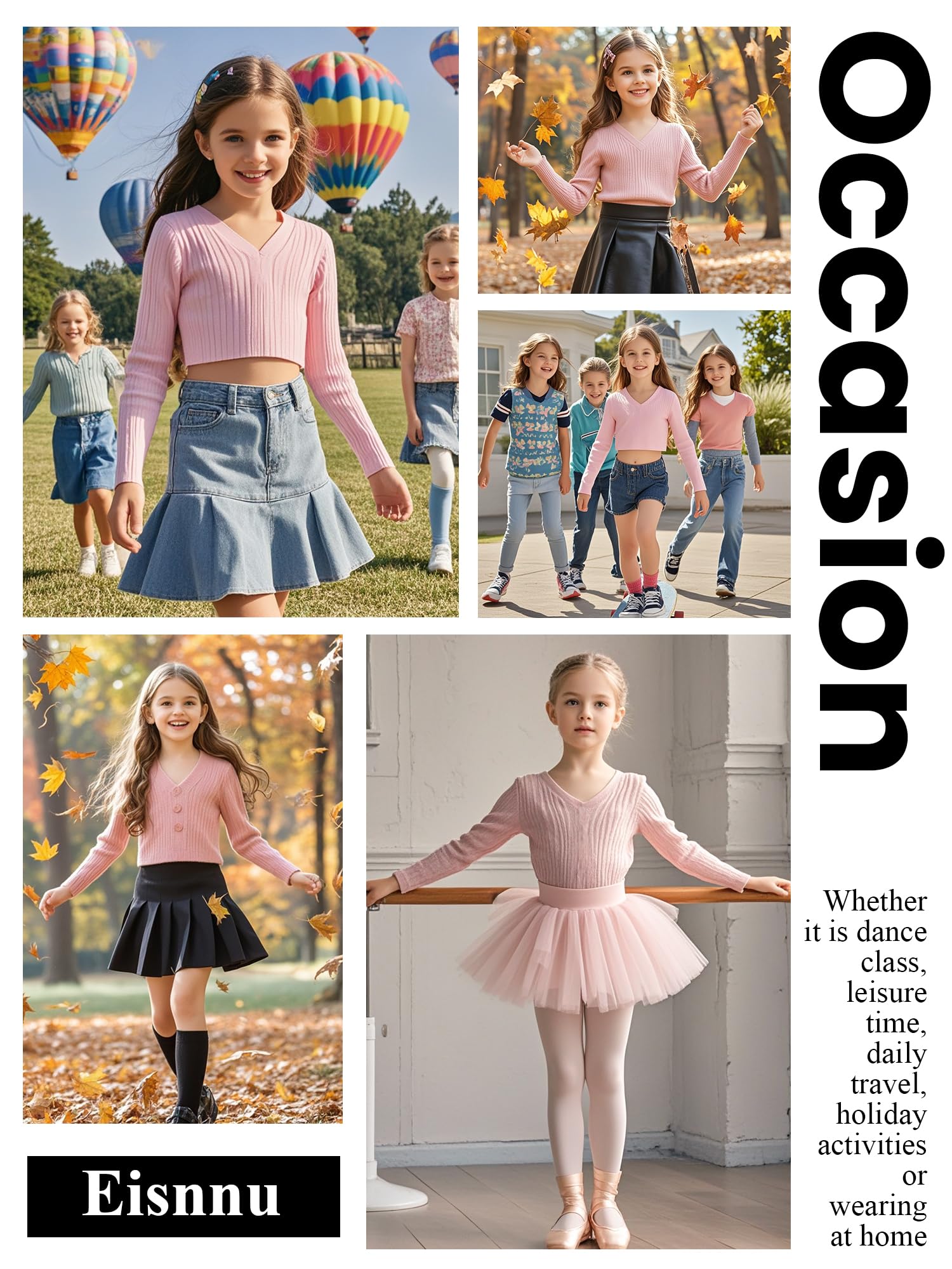 Kinder Mädchen Tanzpullover V-Ausschnitt Ballett Bolero Ballett Top Girl Strickpullover Langarm 3-11 Jahre (DE/NL/SE/PL, Numerisch, 110, Regular, Rosa)