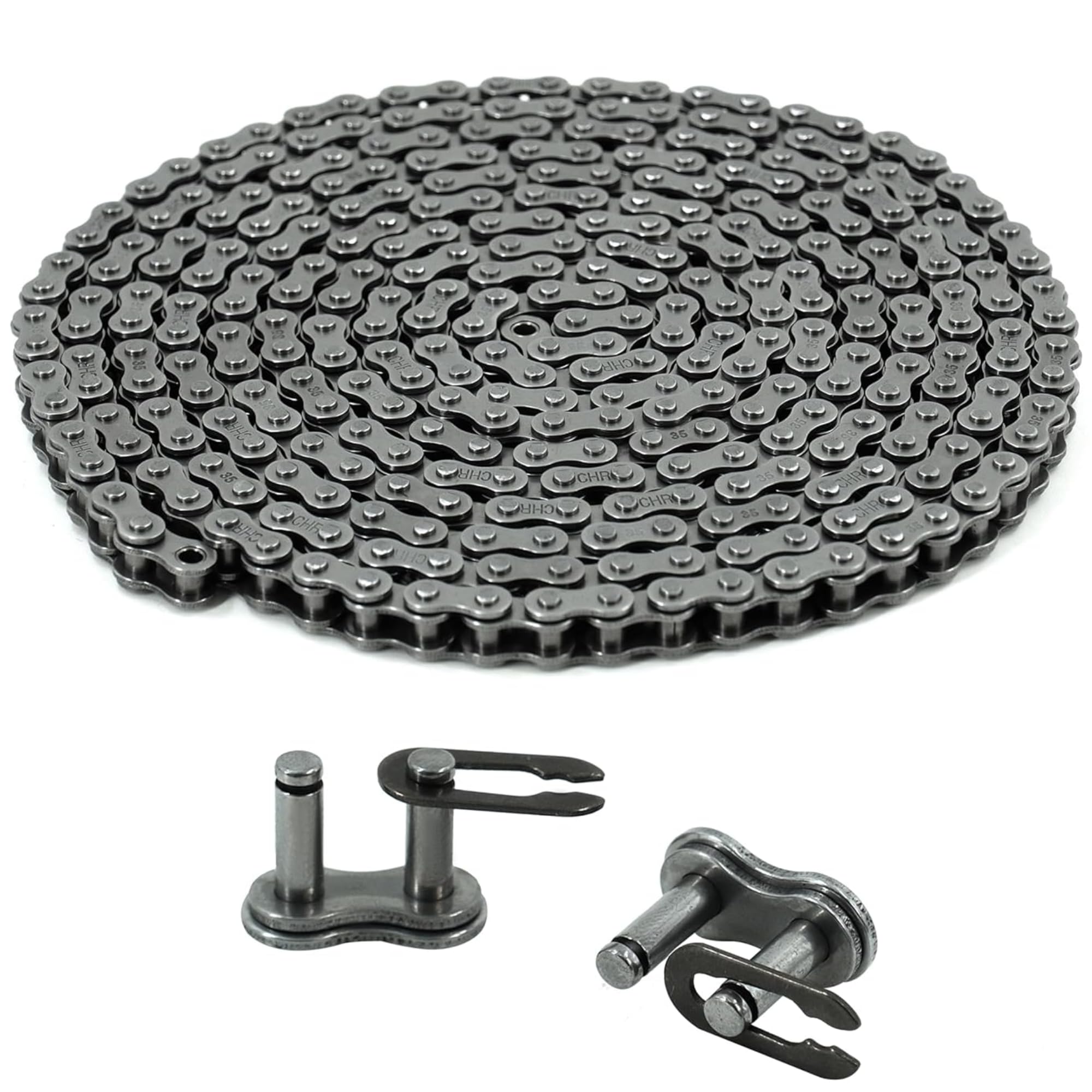 CHR #25 Roller Chain - 10FT | 479 Links + 2 Free Connecting Links | 1/4" Pitch Carbon Steel Chain | Roller Chain for Bikes, Go-Karts, Bicycles & Machinery | ISO 9001-2000 Certified — Amazon image 6
