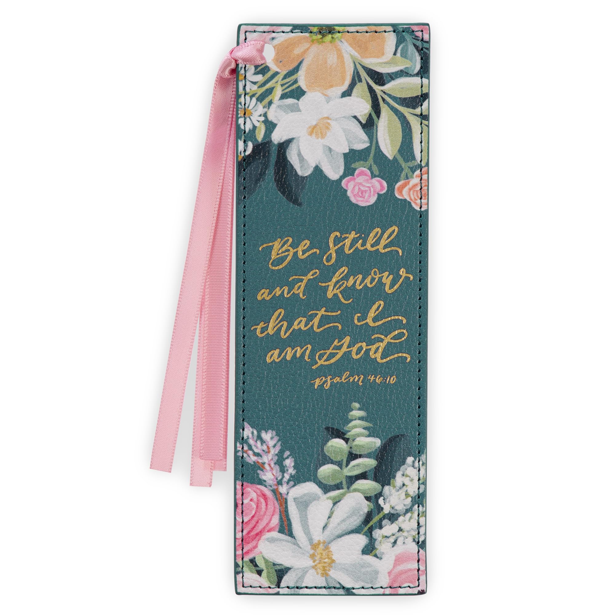 Christian Art Gifts Premium Faux Leather Floral Bookmark: Be Still &amp; Know