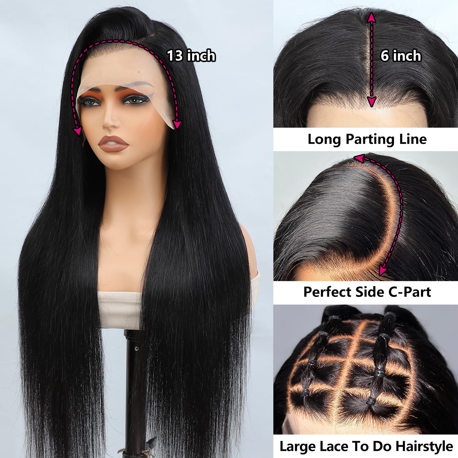 Beluck 220 Density Straight Human Hair Wig for Black Women 13X6 Transparent HD Lace Front Wigs Human Hair Pre Plucked - Image 2