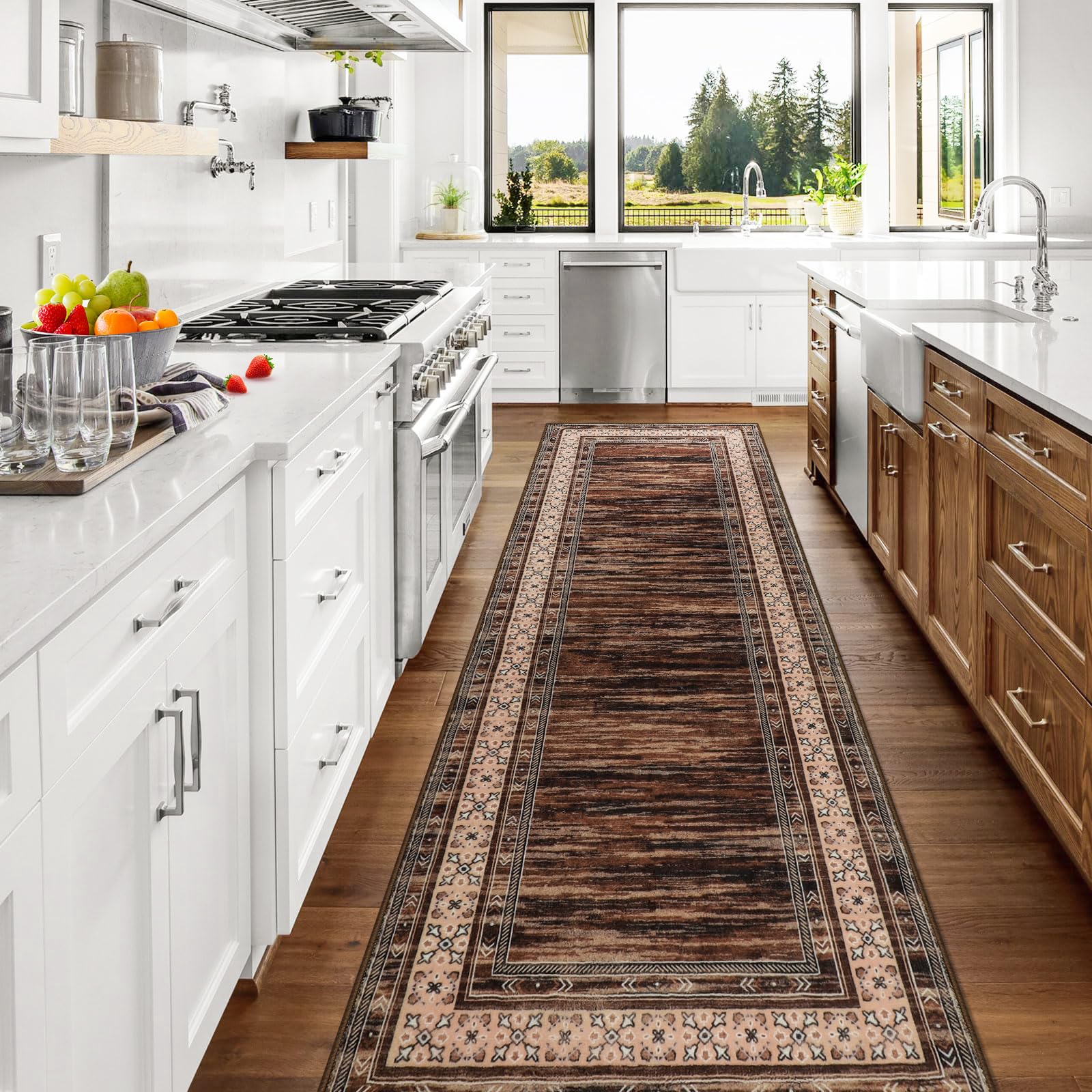 Moderno Passatoia Tappeto Corridoio Marrone Tappeti 80x3000cm Cucina Antiscivolo Lavabile in Lavatrice Tapette Camera da Letto Scendiletto Cameretta Ufficio Pelo Corto Carpet