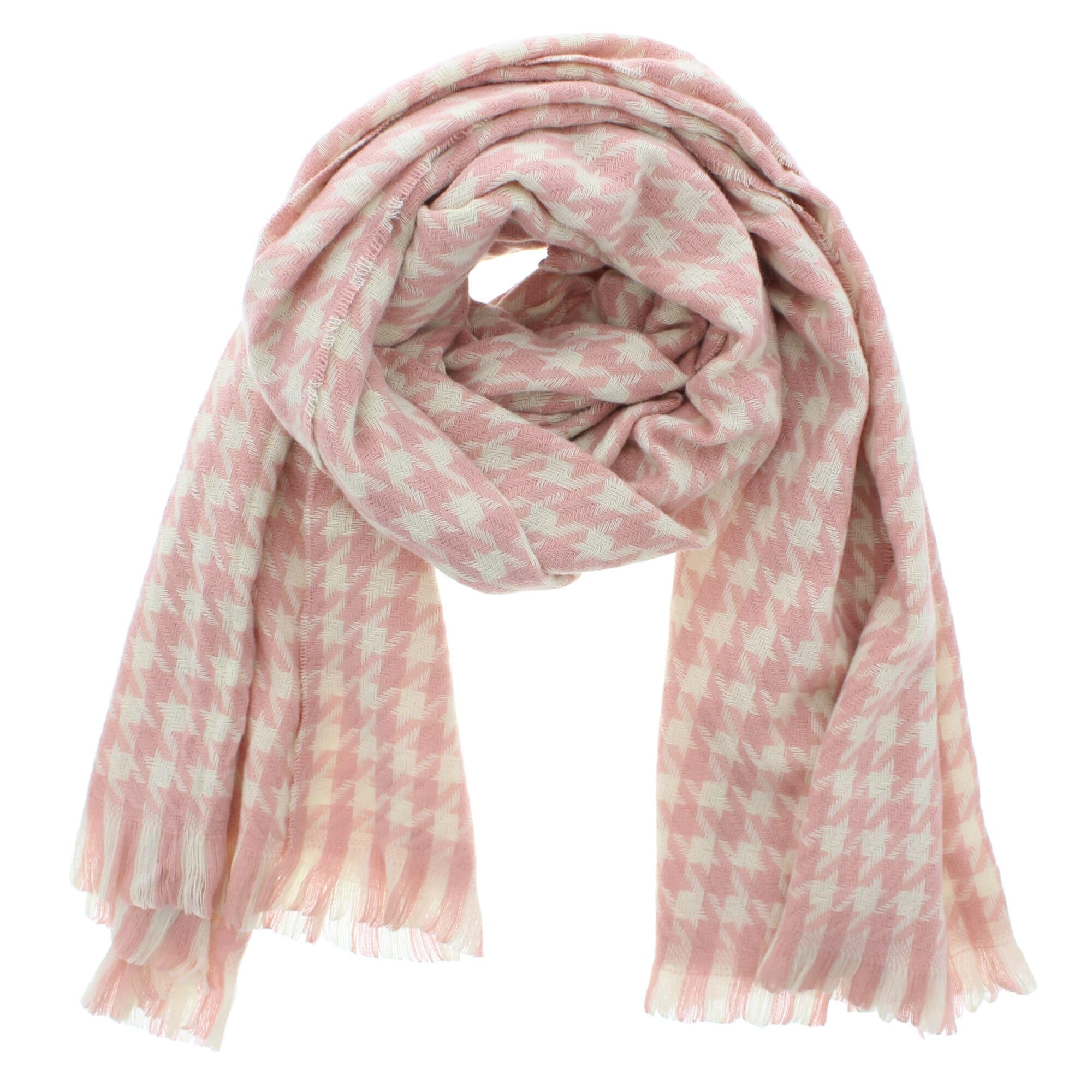 Zac's Alter Ego Soft Warm Thick Houndstooth Print Plaid Chequered Winter Scarf with Tassels