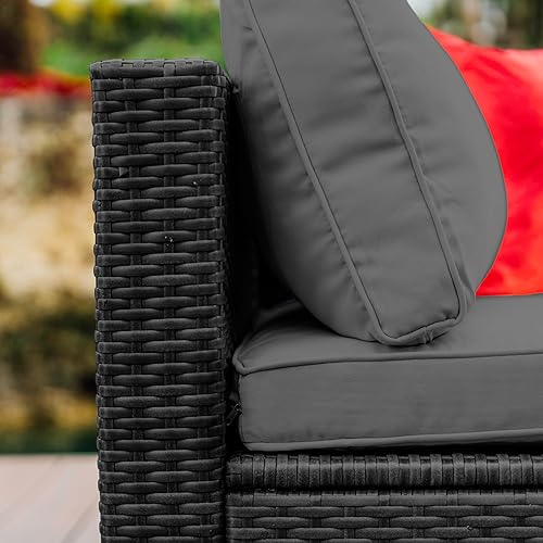Miniatura 7 de Nestl Muebles de patio al aire libre seccionales, base negracojines grises de carbón