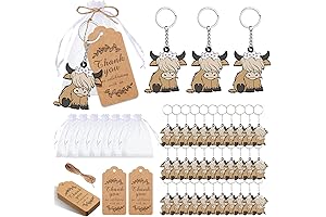 Kigeli 36 Pieces Highland Cow Party Favors Keychains