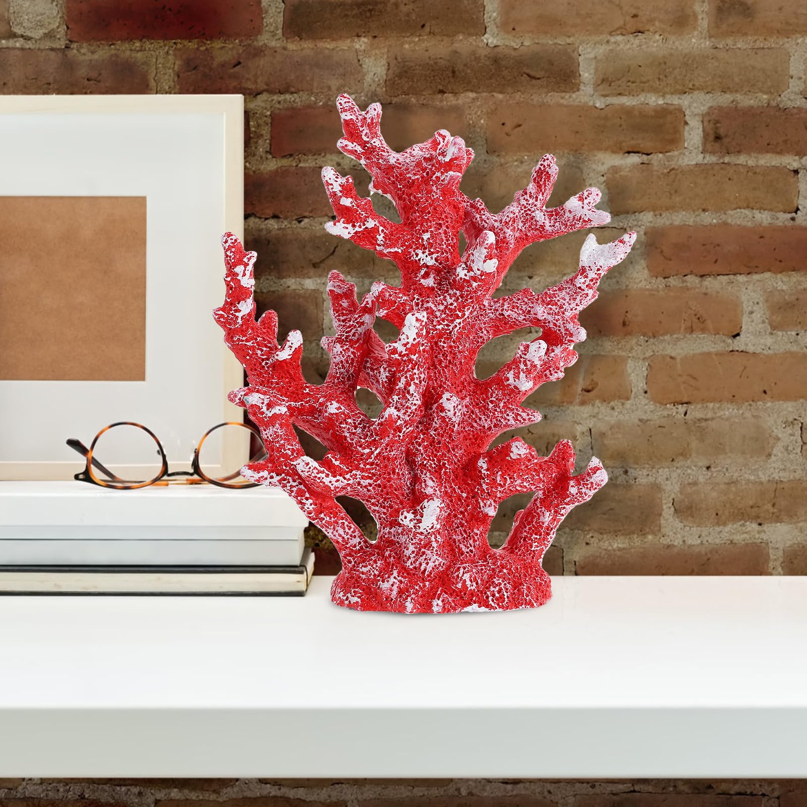 CLISPEED Adorno de Coral Artificial de Resina Rojo para Decoración de Peceras, Artesanía Detallada Que Añade Ambiente Natural Adecuado para Paisajismo de Acuarios y Decoración de