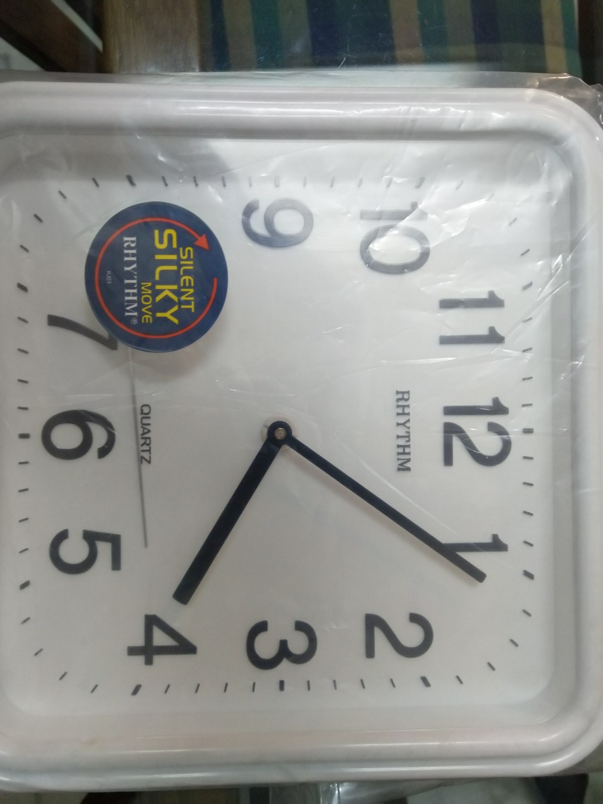 RHYTHM ( Japan ) Elegant Square Blue Plastic Case English Numerals ...