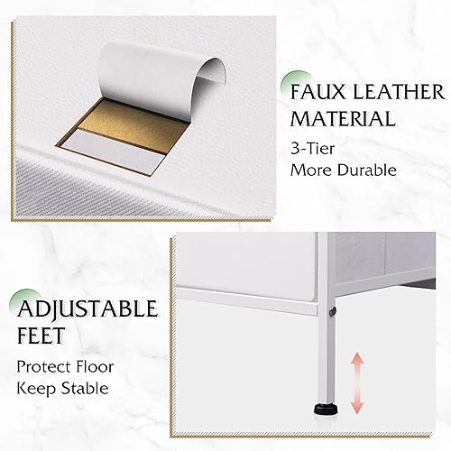 Miniatura 6 de WLIVE Cómoda para dormitorio con 5 cajones, cómoda de tela para sala de estar, armario, pasillo, guardería, color blanco