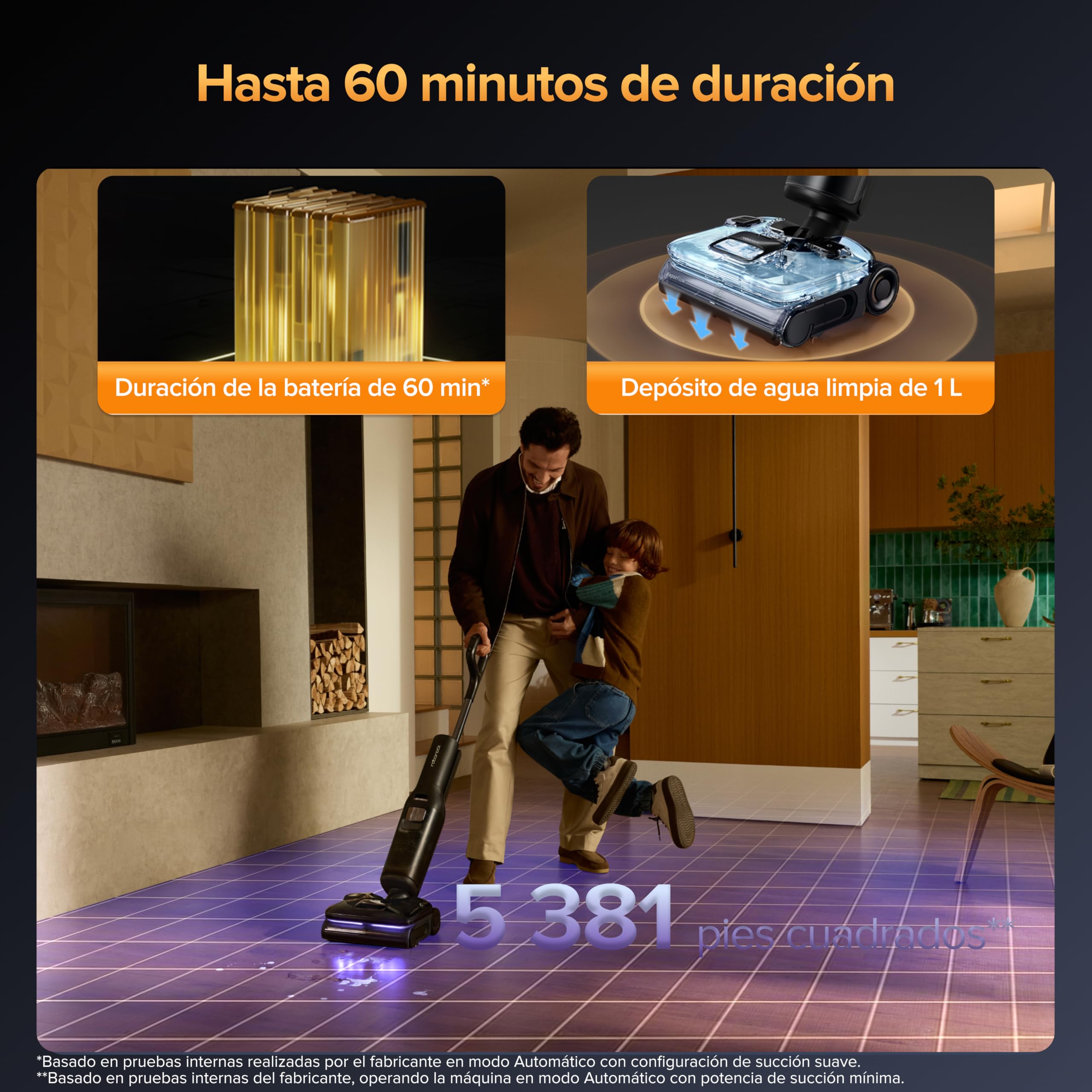 roborock F25 Ultra Aspiradora en seco y húmedo, mopa inalámbrica a Vapor de 180°C, mopa con Agua Caliente de 86°C, Todo en uno, autolimpieza, diseño Plano de 180°, Ruedas con Asistente de IA