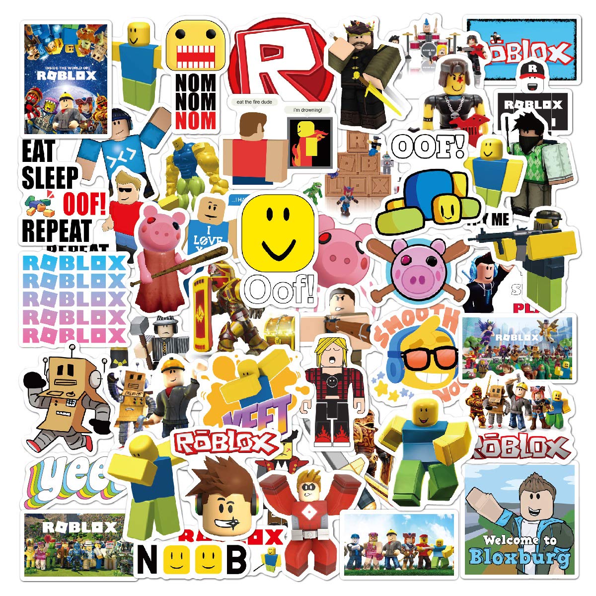 50 Pcs Ro blox Stickers - Gaming Vinyl Decals for Kids Teens Adults Water Bottle Laptop Scrapbook Hydroflask Phone Skateboard Luggage Guitar DIY Crafts
