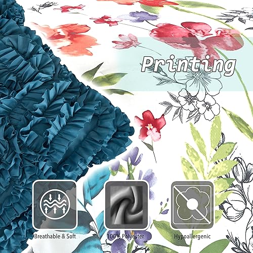 Miniatura 3 de Grand Avenue Juego de edredón de 7 piezas tamaño Queen, edredón con estampado floral, juego de ropa de cama suave y moderno