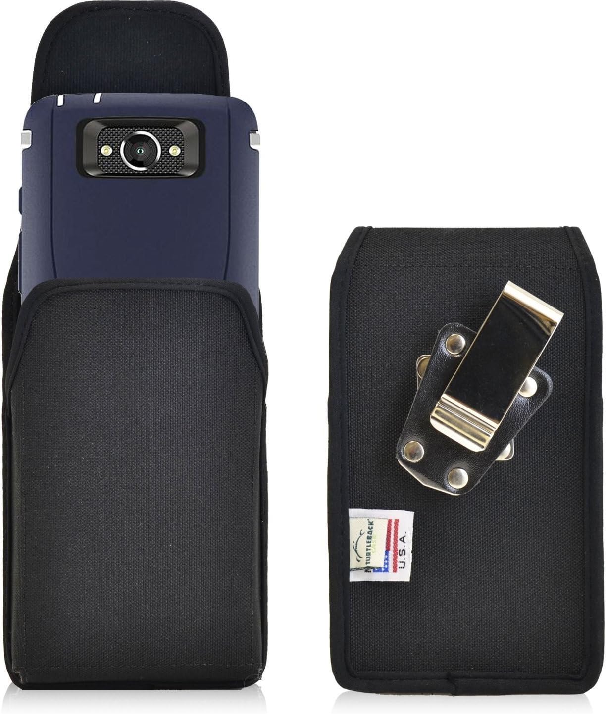 Turtleback Belt Case Compatible with Motorola Droid Turbo Black Vertical Holster Leather Pouch with Heavy Duty Rotating Ratcheting Belt Clip