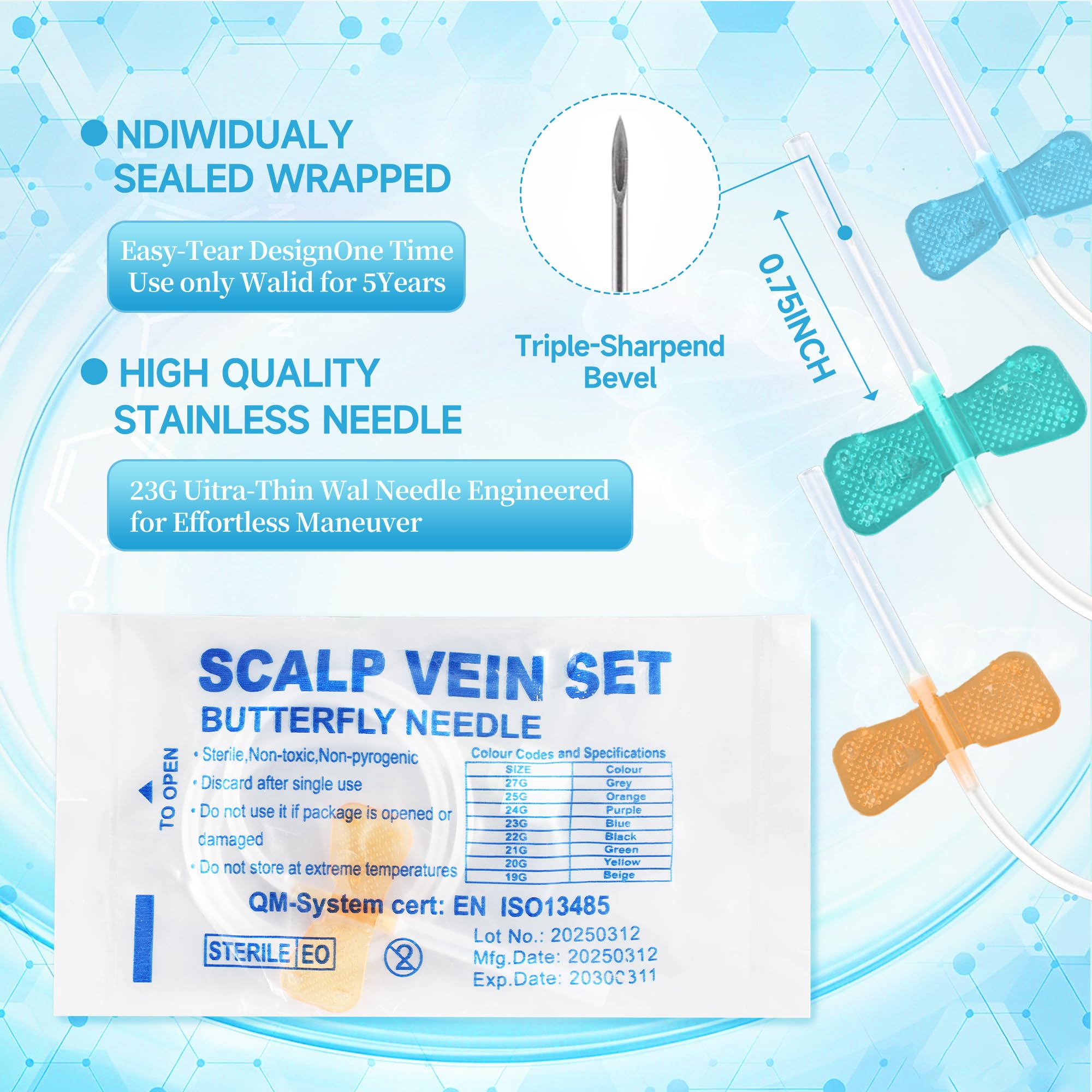 Veterinary Winged Needles - 50 Pack 23G -5