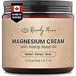 Remedy Mama Magnesium Cream for Sleep, Cramps & Muscle Soreness - with Hemp Seed Oil, Jojoba, Shea & Mango Butter - Natural, Skin-Friendly & Safe for Kids - Unscented - 4oz Glass Jar - Made in Canada