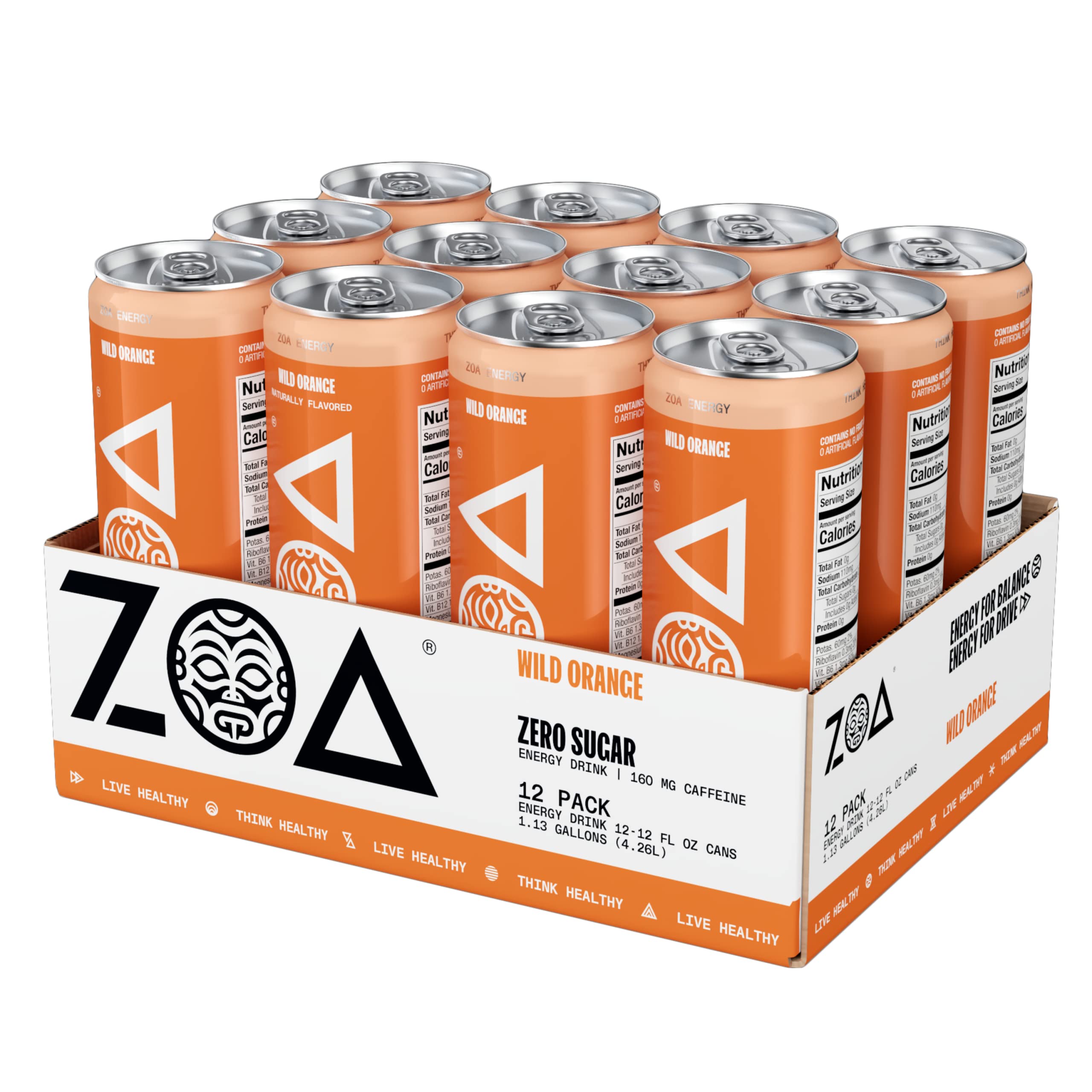 ZOA Zero Sugar Energy Drinks, Wild Orange Clean Sugar