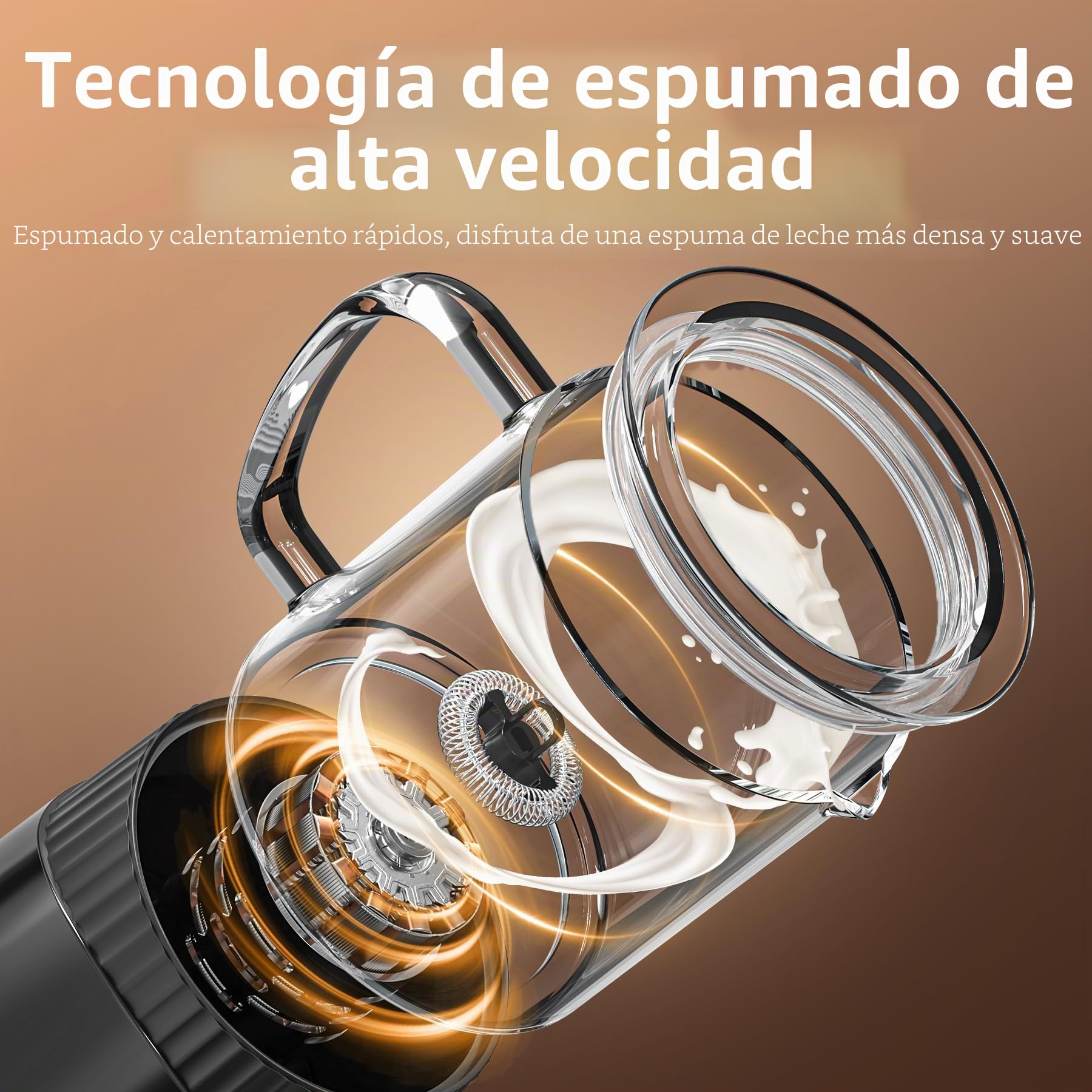 OMISOON Espumador de leche eléctrico 4 en 1 de 400 ml, espumador de leche automático de inducción de 500 W, apagado automático, para espuma de leche fría y caliente, latte macchiato, capuchino, negro