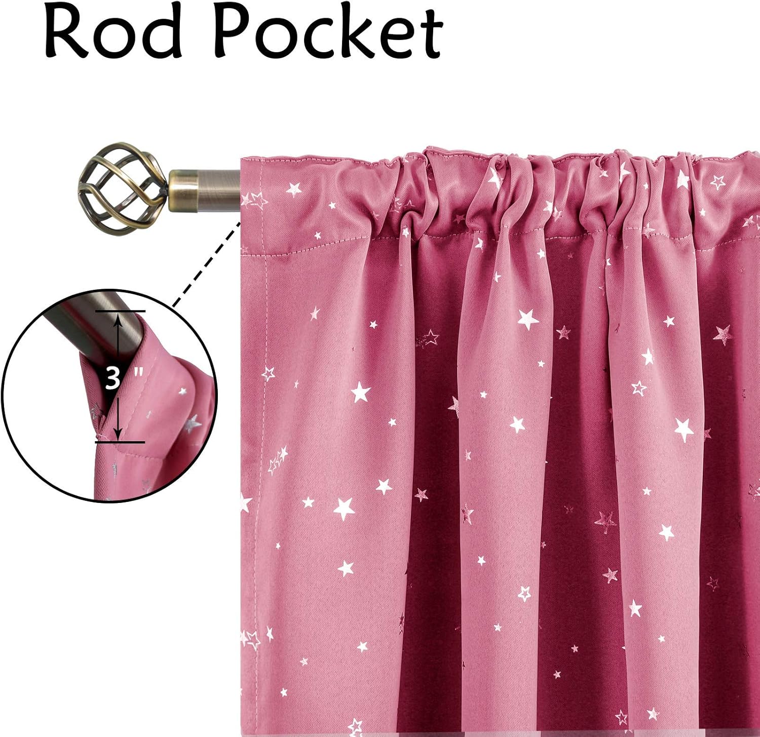 BGment Kids Blackout Curtains for Bedroom, Rod Pocket Room Darkening Curtains Decoration Thermal Insulation Window Drapes for Nursery, Children Room, 2 Panels, Each 42 x 84 Inch, Pink