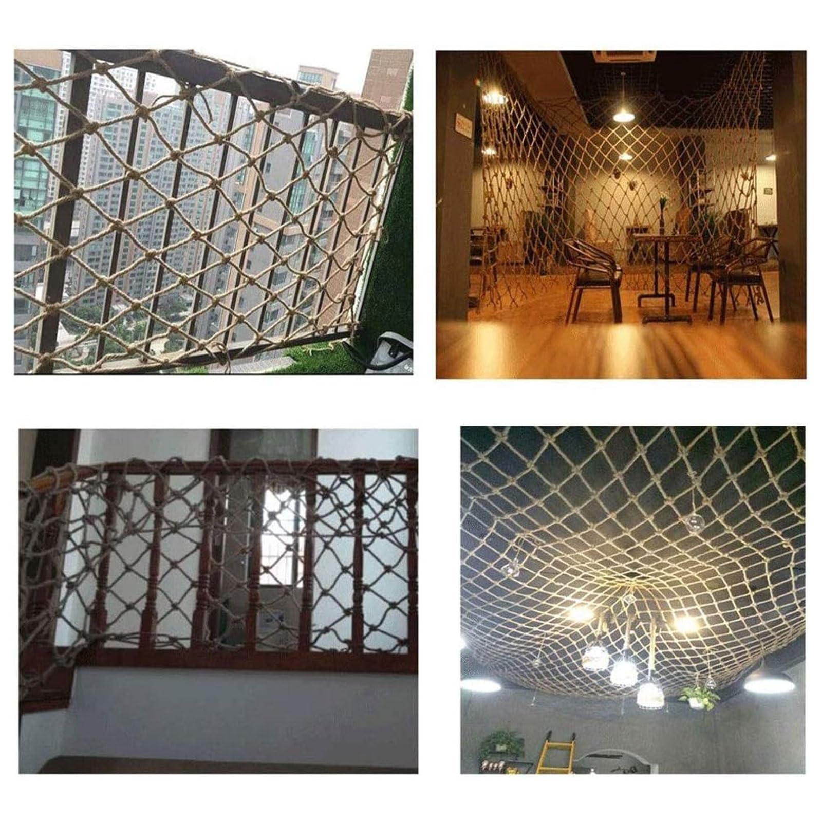 NIANTONG Red de Cuerda para Escalar, Red de Cuerda de Cáñamo para Escalar, Red de Seguridad para Balcones, Escaleras para Niños, Red de Techo Foto Decoración Red de Jardín(Size:2 * 3M(7 * 10ft))