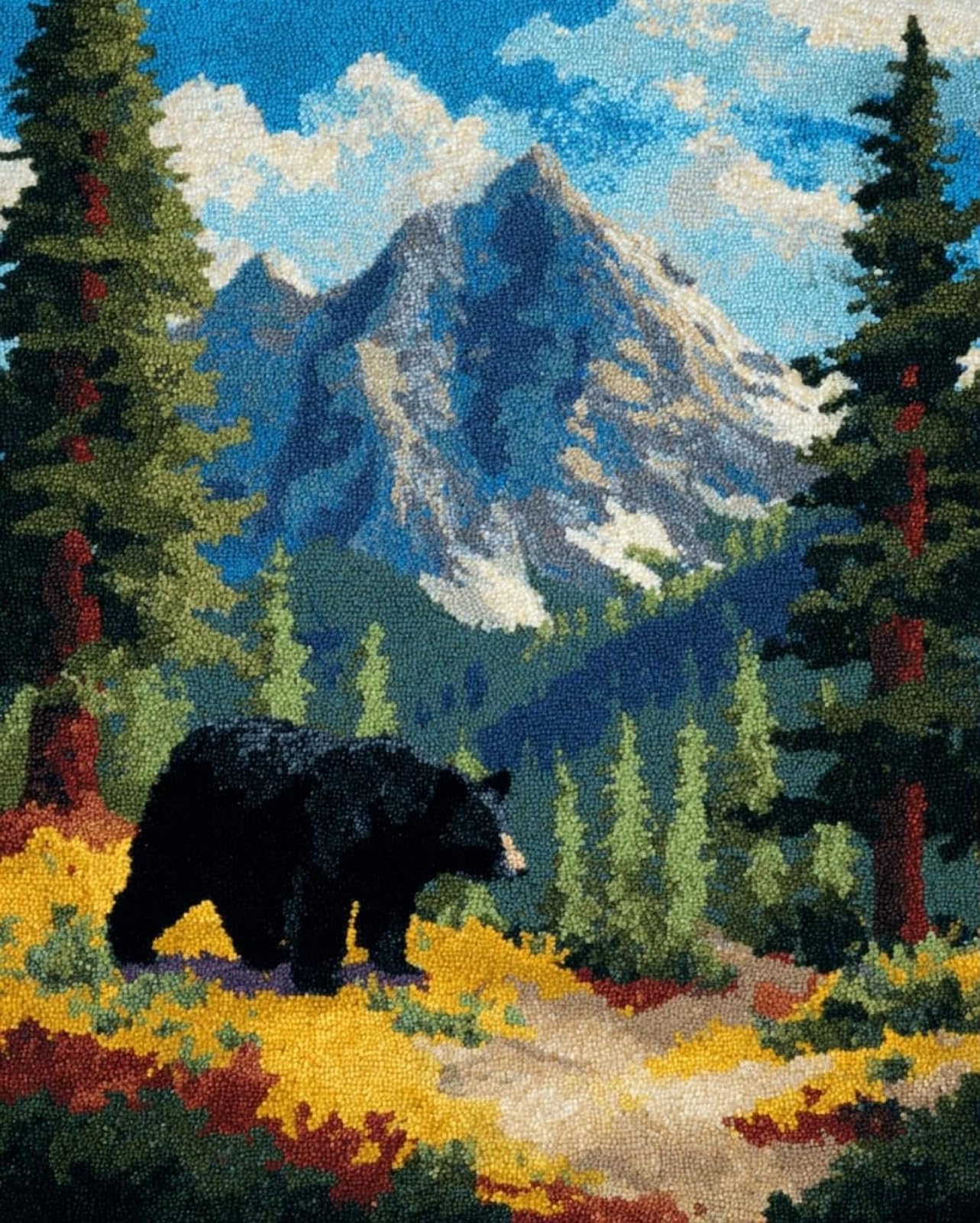 Wallphantom Rug Making Kit for Adults Beginners,Brown Bears in the Forest