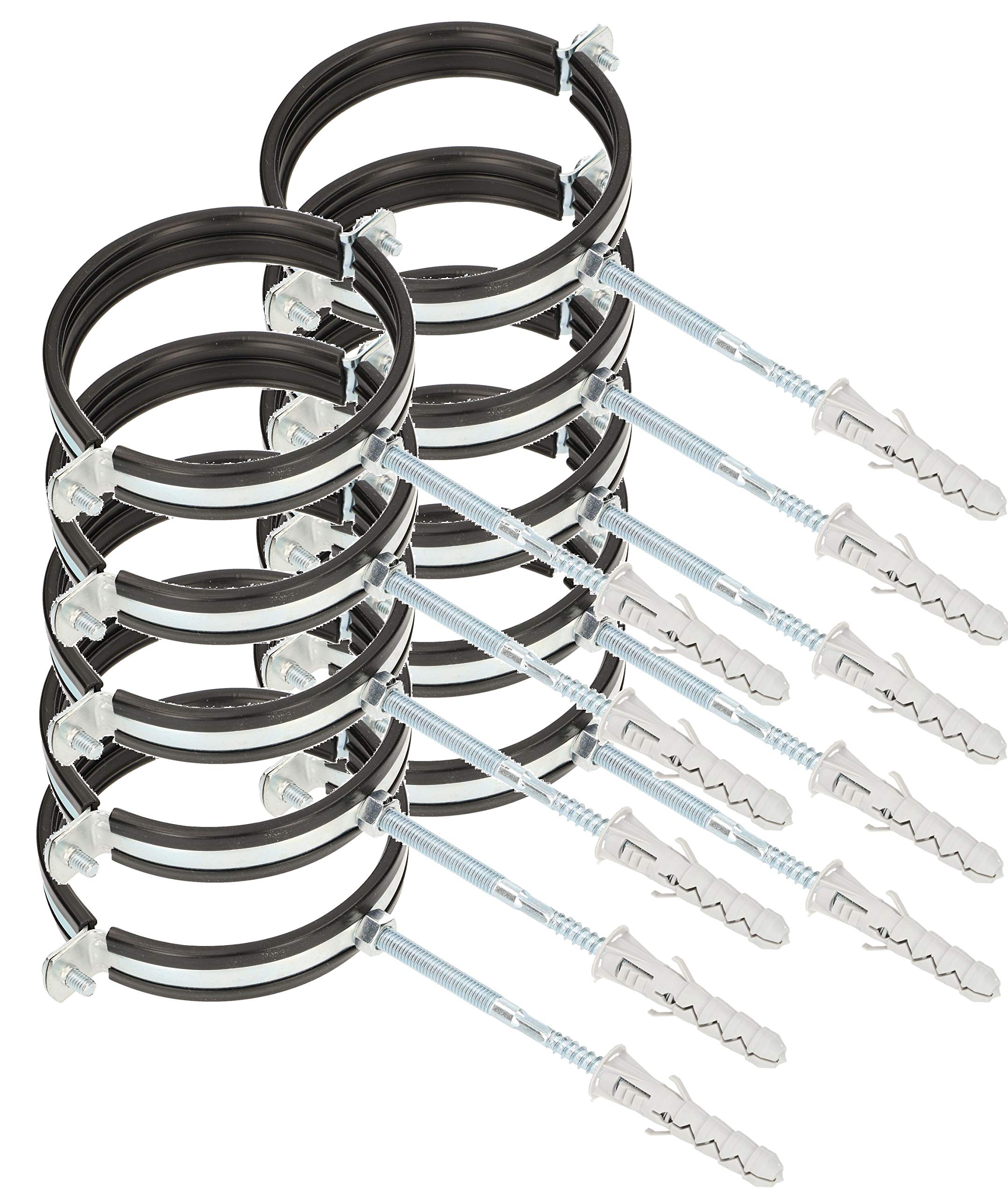 KOTARBAU® 10er Set - Rohrschellen – 4" – Rohrbefestigung – Rohrleitungsbefestigung - Gelenkrohrschellen - Dichtung - mit Dübeln