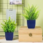 Der Rose Fake Plants 2 Pack Small Artificial Plants in Blue Pots Faux Plants Indoor for Home Room Bathroom Living Room Decor Indoor