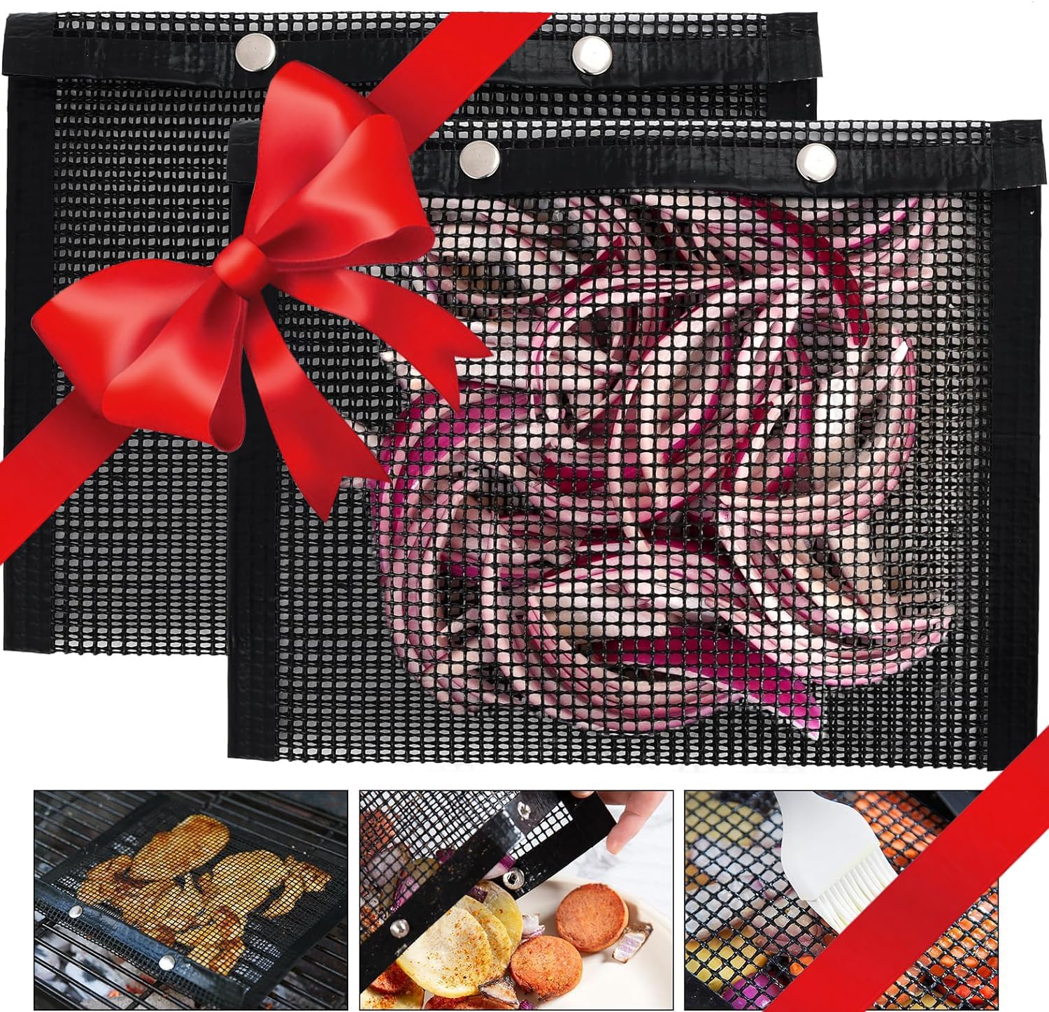 Mesh Grill Bags, Grill Bags for Outdoor Grill 11.8 x 9.44