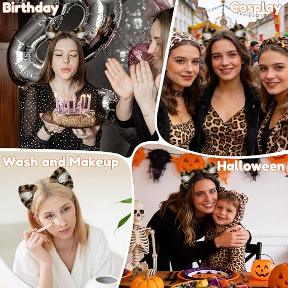 SIOTMERA Cat Tiger Bear Lion Ears Headband, Animal Ears Cosplay Costume Accessory for Adults, Halloween Party Headwear