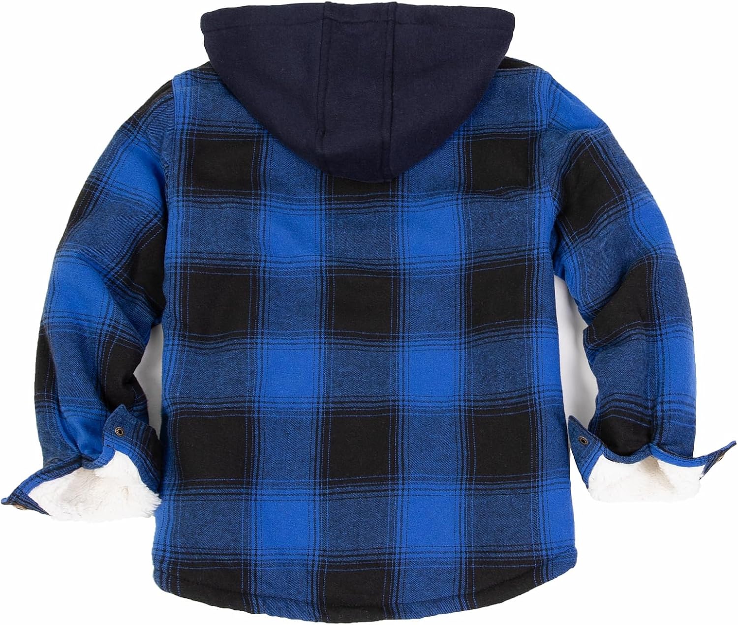ThCreasa Unisex Toddler Boys Girls Plaid Zip Up Flannel Hooded Jacket Sherpa Lined Shacket with Hand Pockets
