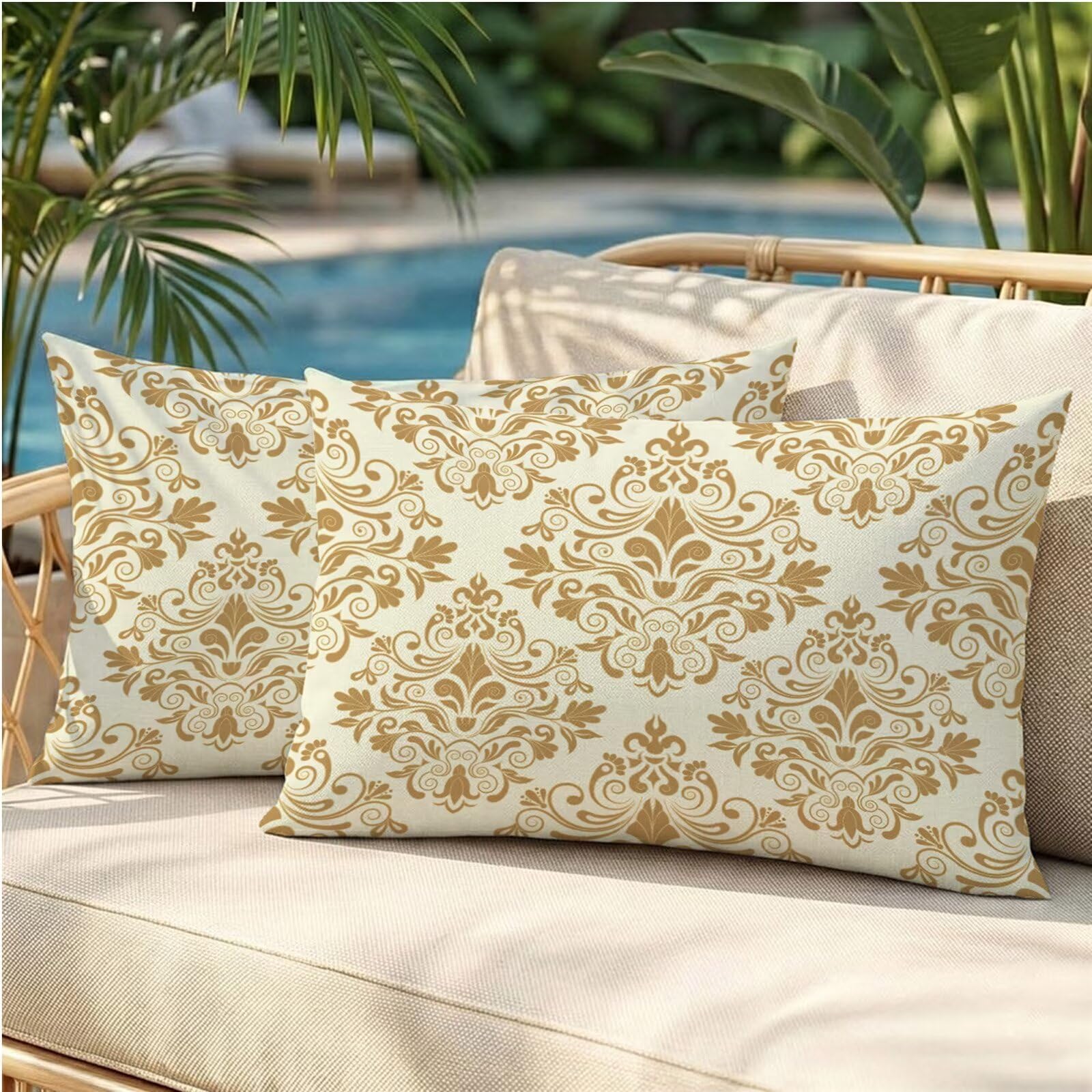 Fundas de almohada impermeables 30x50 de exterior decorativas rectangulares de lino