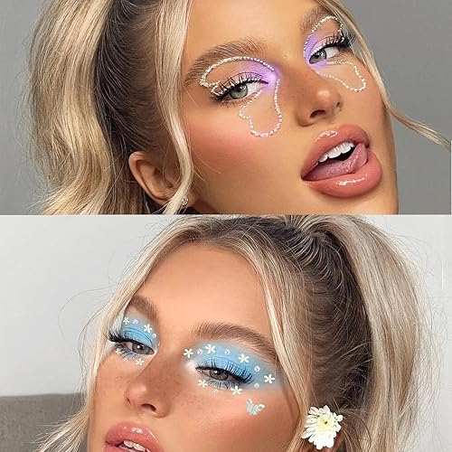 Miniatura 5 de Gemas faciales para el cabello, joyas autoadhesivas para la cara, joyas para ojos, diamantes de imitación de 0.15640.23 pulgadas, gemas para la