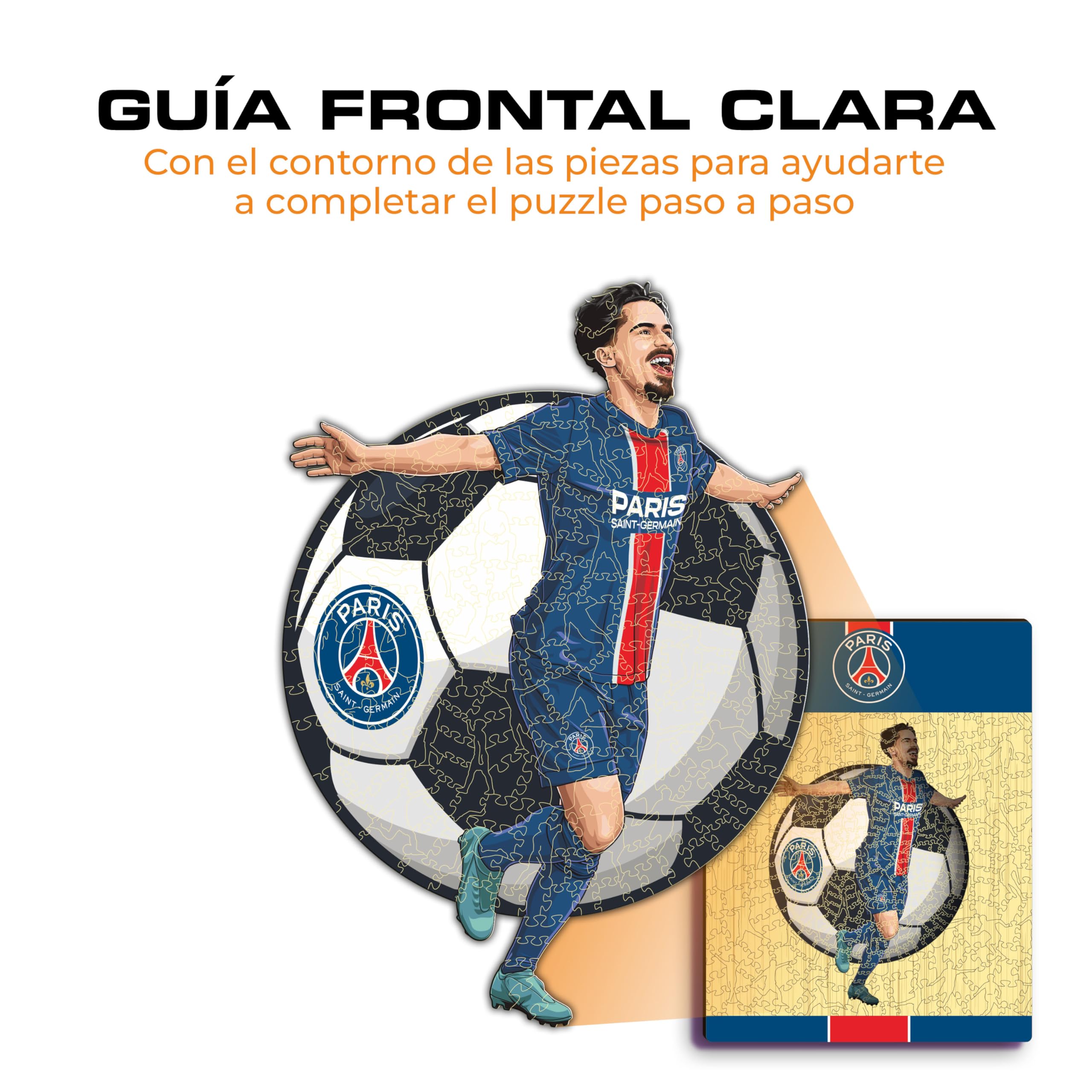 Iconic Puzzles - PSG, Vitinha, oficjalnie licencjonowane drewniane puzzle, 100% trwałe, prezent dla dorosłych i dzieci, rozmiar L, 500 elementów