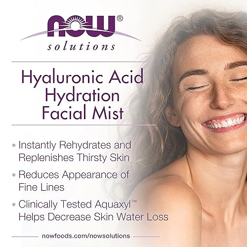 Miniatura 4 de NOW Foods Solutions, espray facial de hidratación de ácido hialurónico con aloe vera y extractos de pepino, 4 onzas