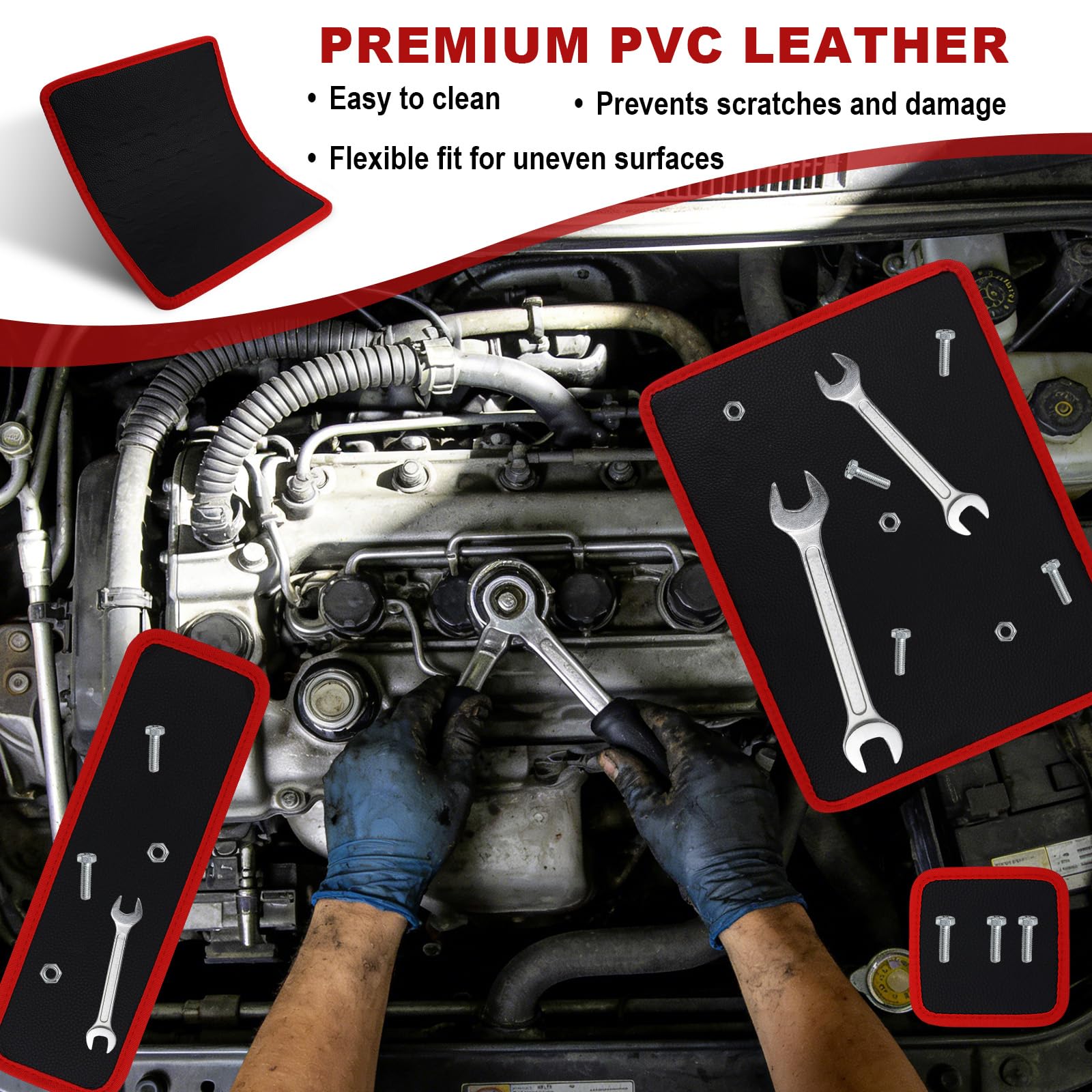 3pz Tappetini Magnetici per Utensili, Tappetino Portautensili Magnetico Flessibile Resistente Meccanici Officine Officine Automobilistiche per Tenere Ordine Chiavi Bulloni Viti (3 Misure)