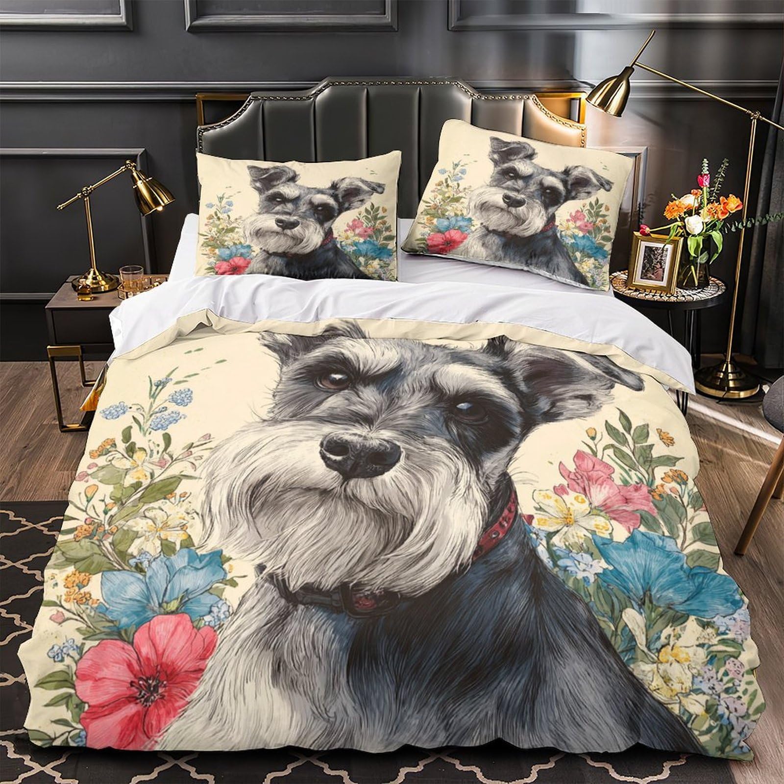 Parure de lit hypoallergénique microfibre 260x220cm avec fermeture éclair Noël