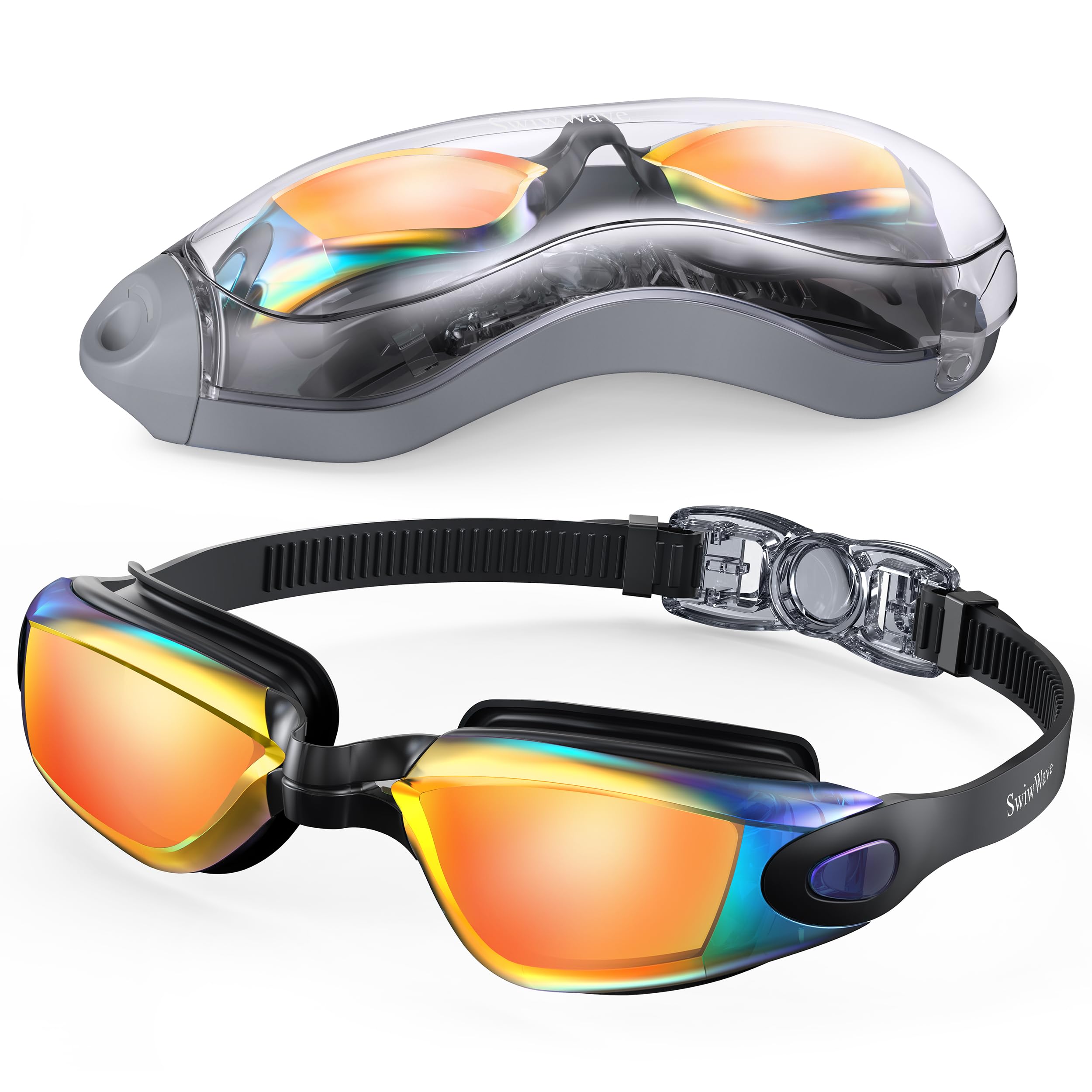 SwiwWave Swimming Goggles for Adult Youth, No Leaking with Storage Case