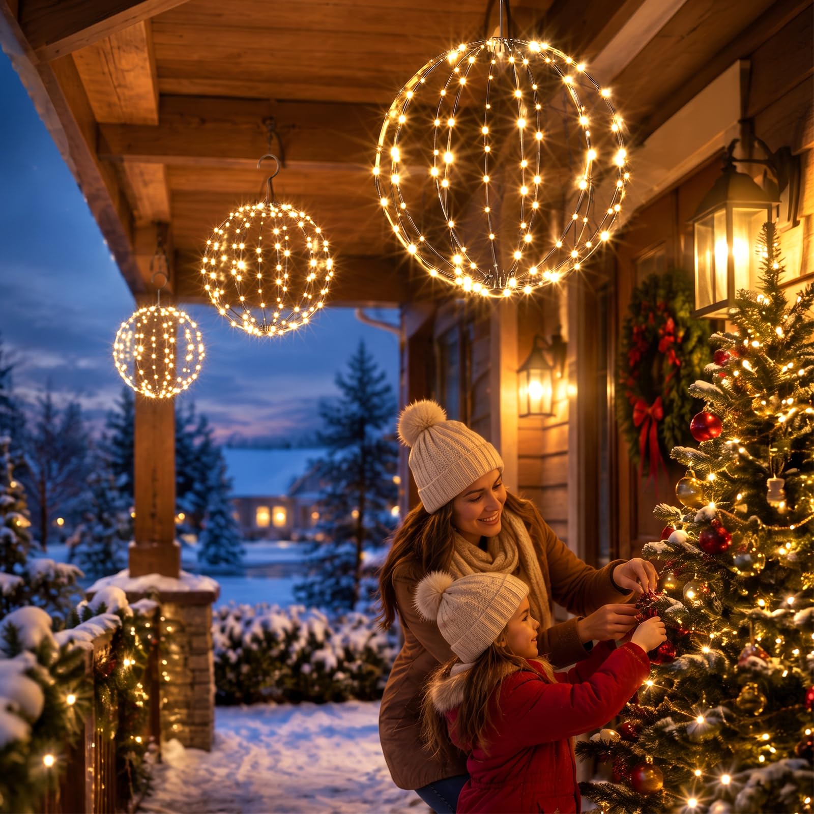 SUNYRISY Illuminazione natalizia per esterni/interni, sfera luminosa a LED