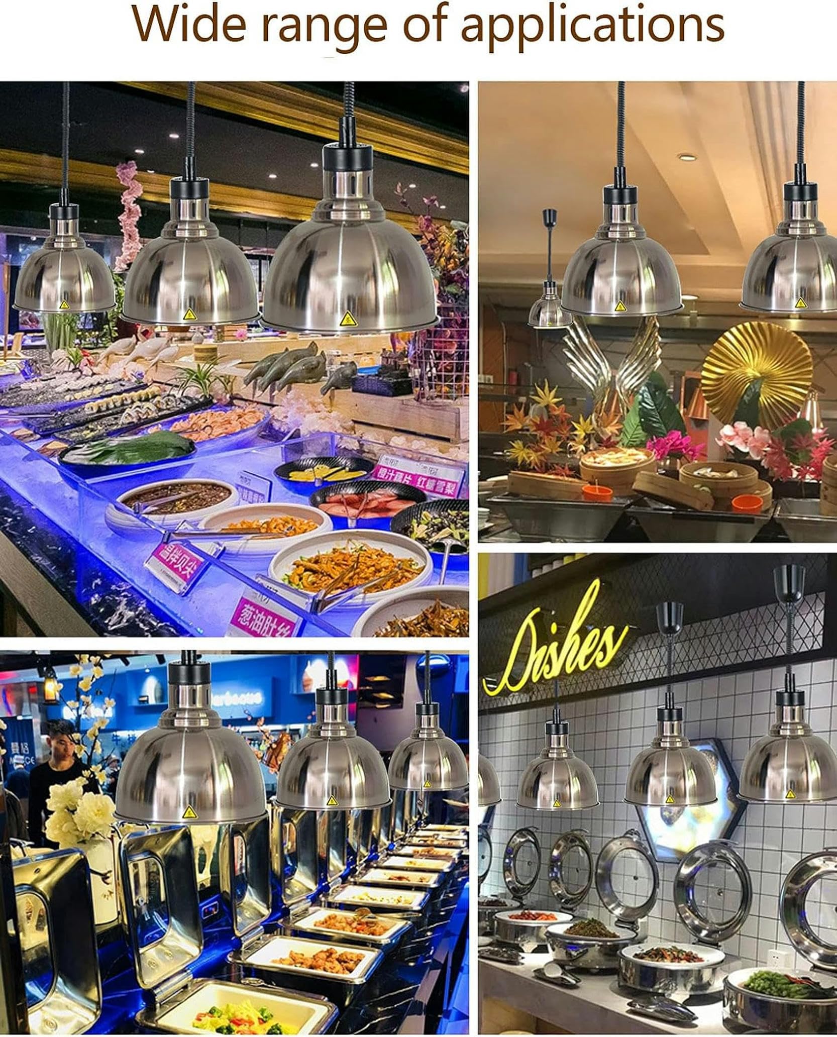 Lampada Riscaldante Del Cibo, Lampadario Cucina Sospensione Lampada Riscaldante per Bistecche Buffet Forniture per Ristoranti Del;hotel, Scaldavivande Regolabile in Altezza 65-170cm！
