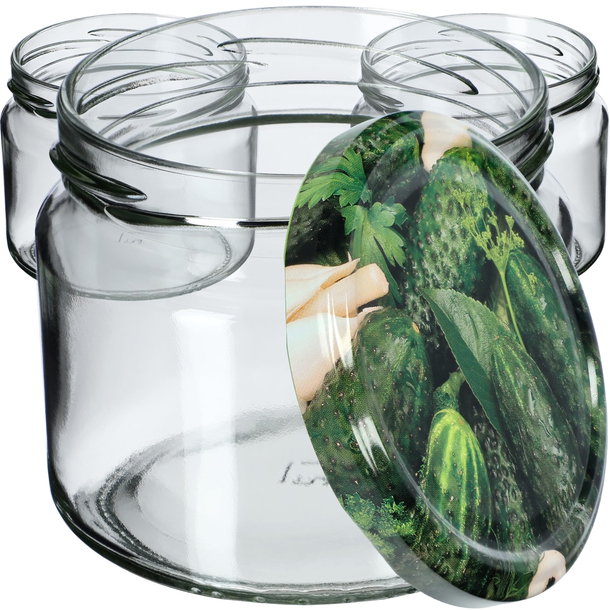 KADAX Tarros para mermelada 330 ml con tapa de rosca fi 82 mm, tarros de conserva para mermelada, miel y confitura, tarros de almacenamiento de vidrio, tarros con tapa (pepinillos en vinagre, 50 unida