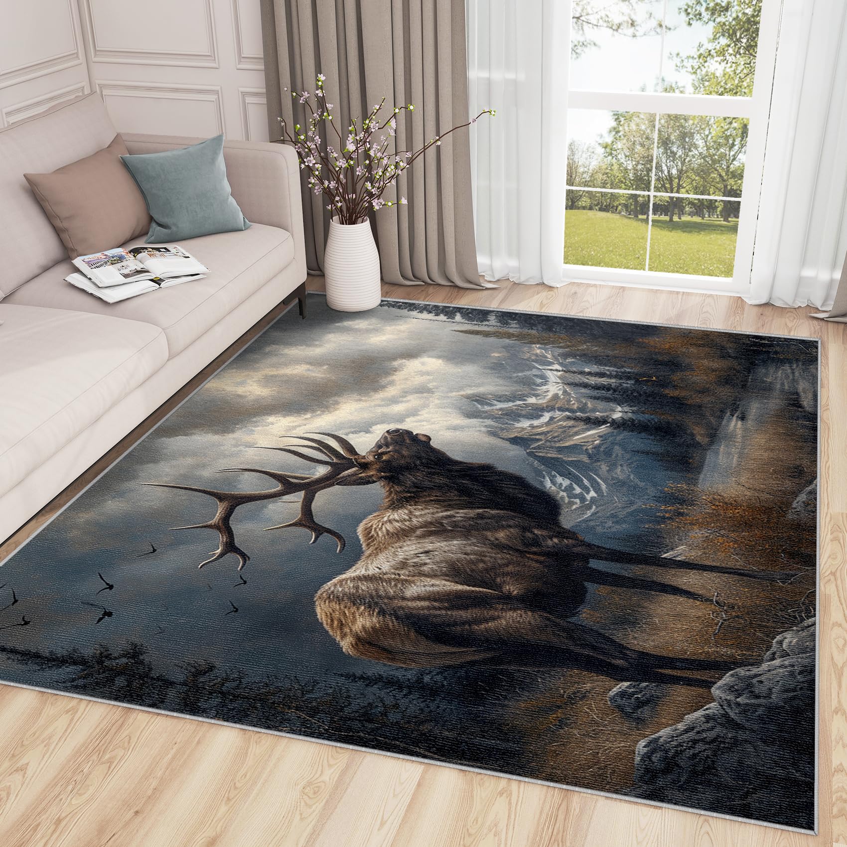 Amazon.com: SherAvant Deer Rugs for Living Room 5x7-6x8 Rug - Deer