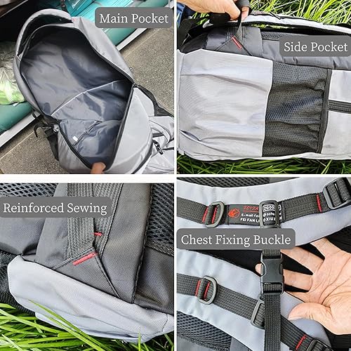 Miniatura 5 de Mochila de viaje grande de 80L para hombres y mujeres, mochila de senderismo ligera resistente al agua con compartimento para zapatos, Negro,