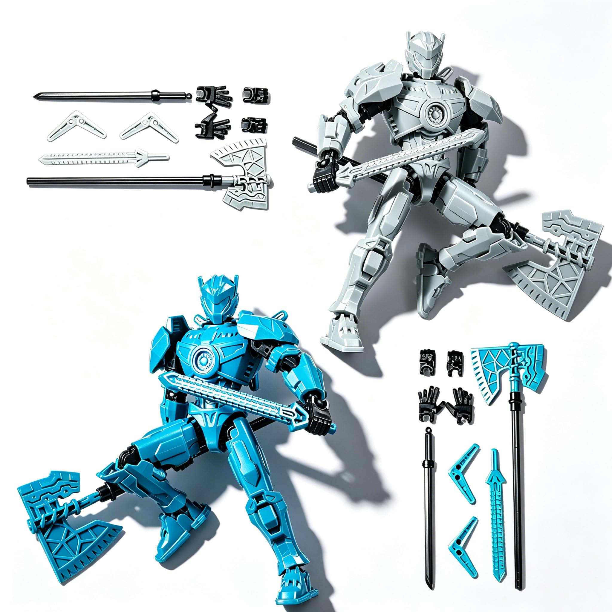 BharatBazaar 2-Piece Dummy 13 Action Figure Set, 3D Printed Articulated Robot Toy, Silver and Blue T13 Mech Collectible with Precision Joints for Desktop Decor-image-39