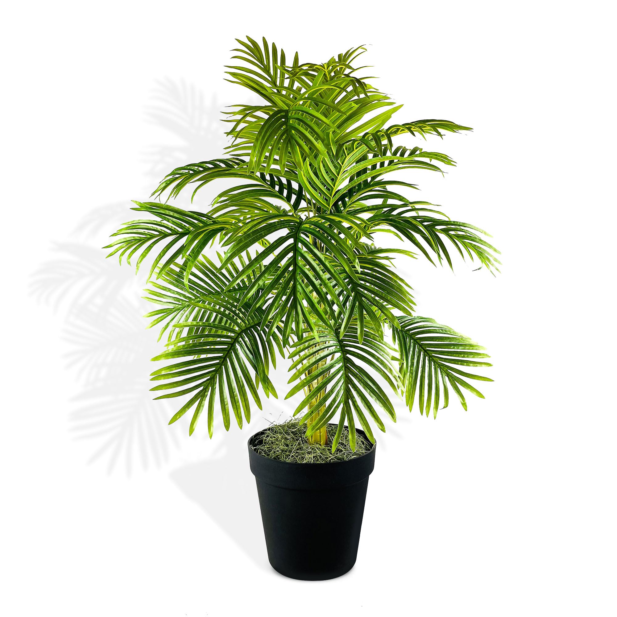 LCG Florals- 40 inch Palm Tree in Black Plastic Pot – Natural, Lifelike Foliage & Stems – Faux Indoor Tree - Fake House Plant for Indoors and Outdoors